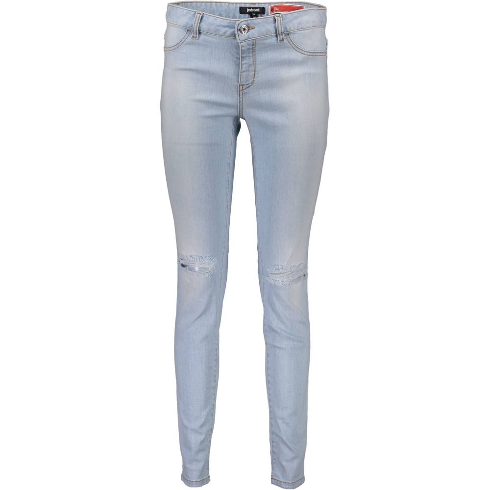 Light Blue Cotton Women Jeans - ventzia