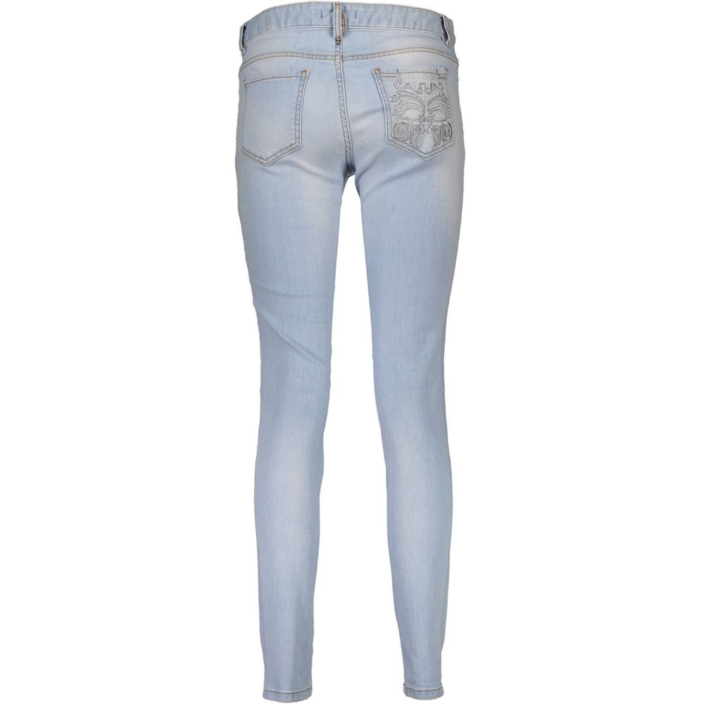 Light Blue Cotton Women Jeans - ventzia