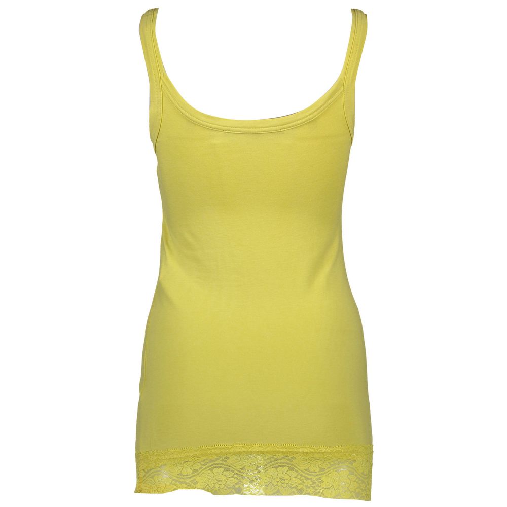 Yellow Cotton Womens Tank with Lace Detail - ventzia