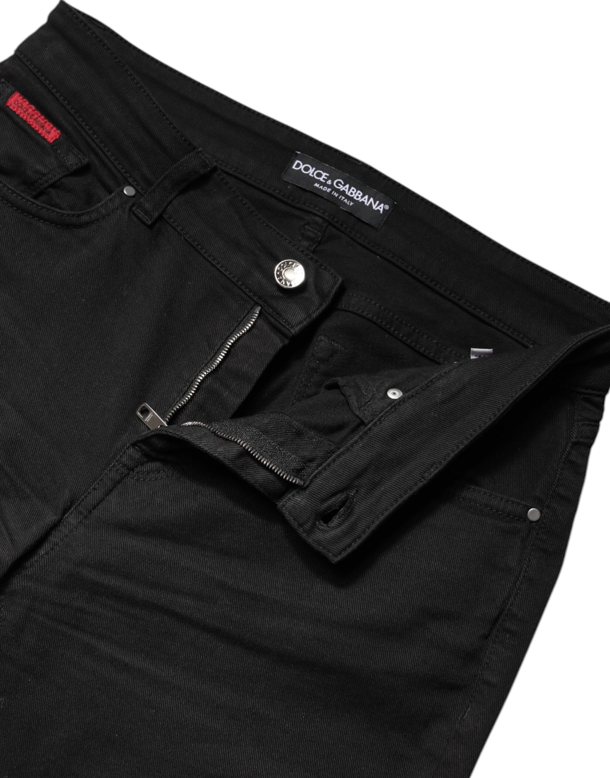 Black Cotton High Waist Skinny Denim Jeans - ventzia