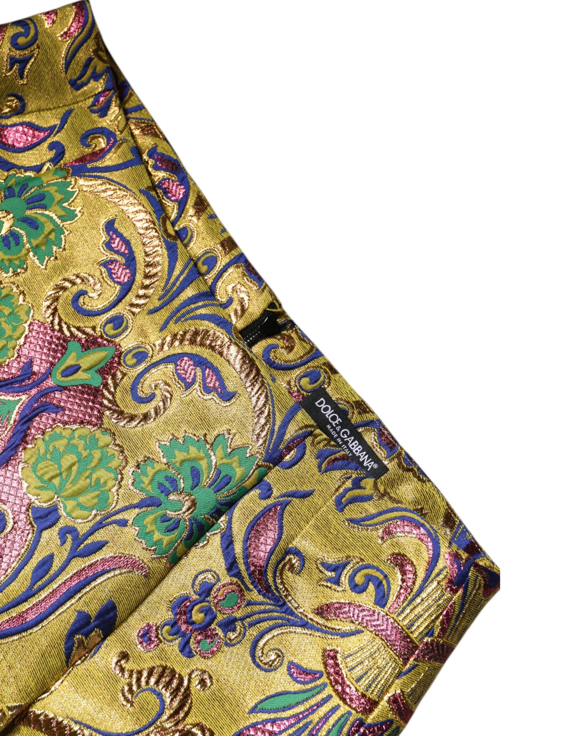 Multicolor Floral Jacquard Mid Waist Mini Skirt - ventzia