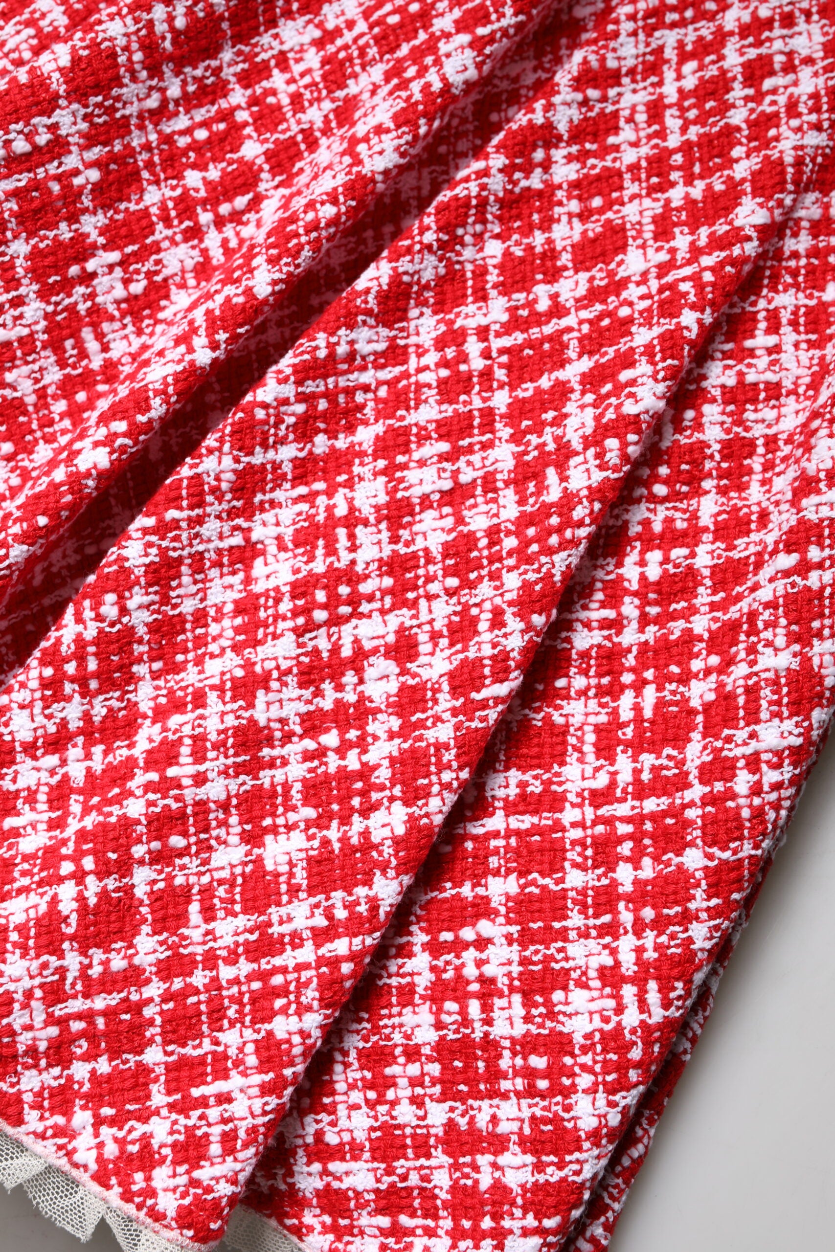 Red White High Waist A-line Above Knee Skirt - ventzia