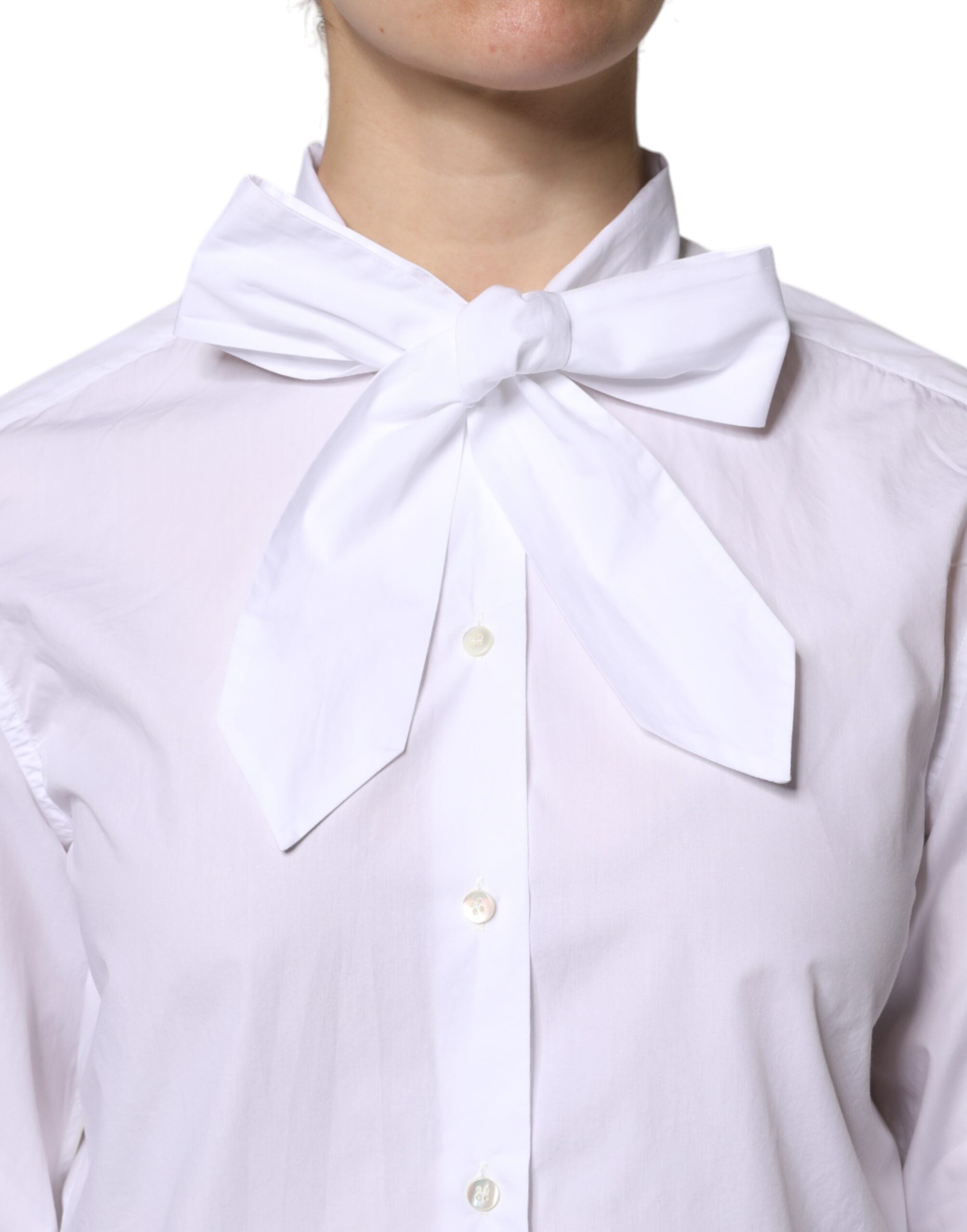 White Ascot Collar Long Sleeve Blouse Top - ventzia