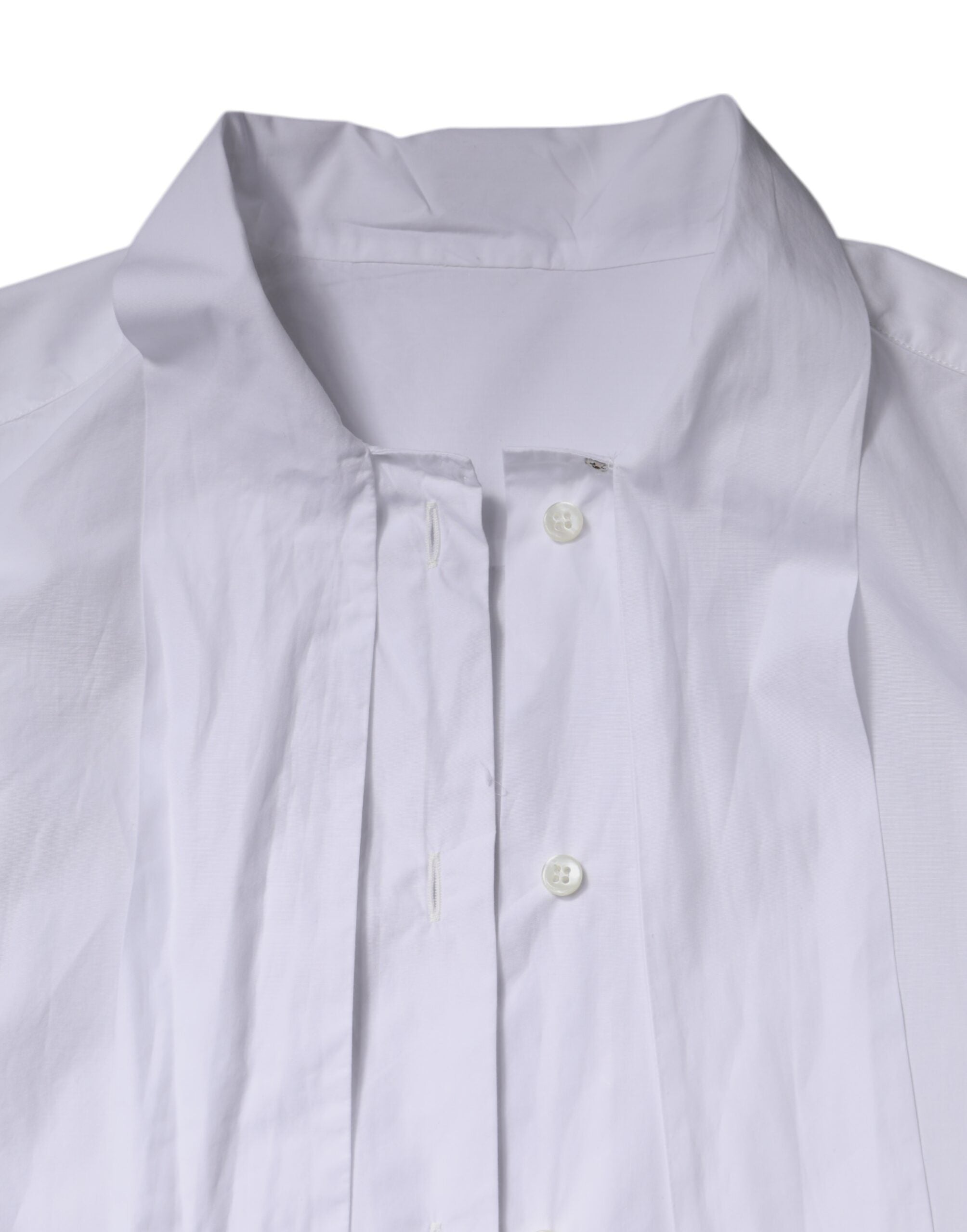 White Ascot Collar Long Sleeve Blouse Top - ventzia