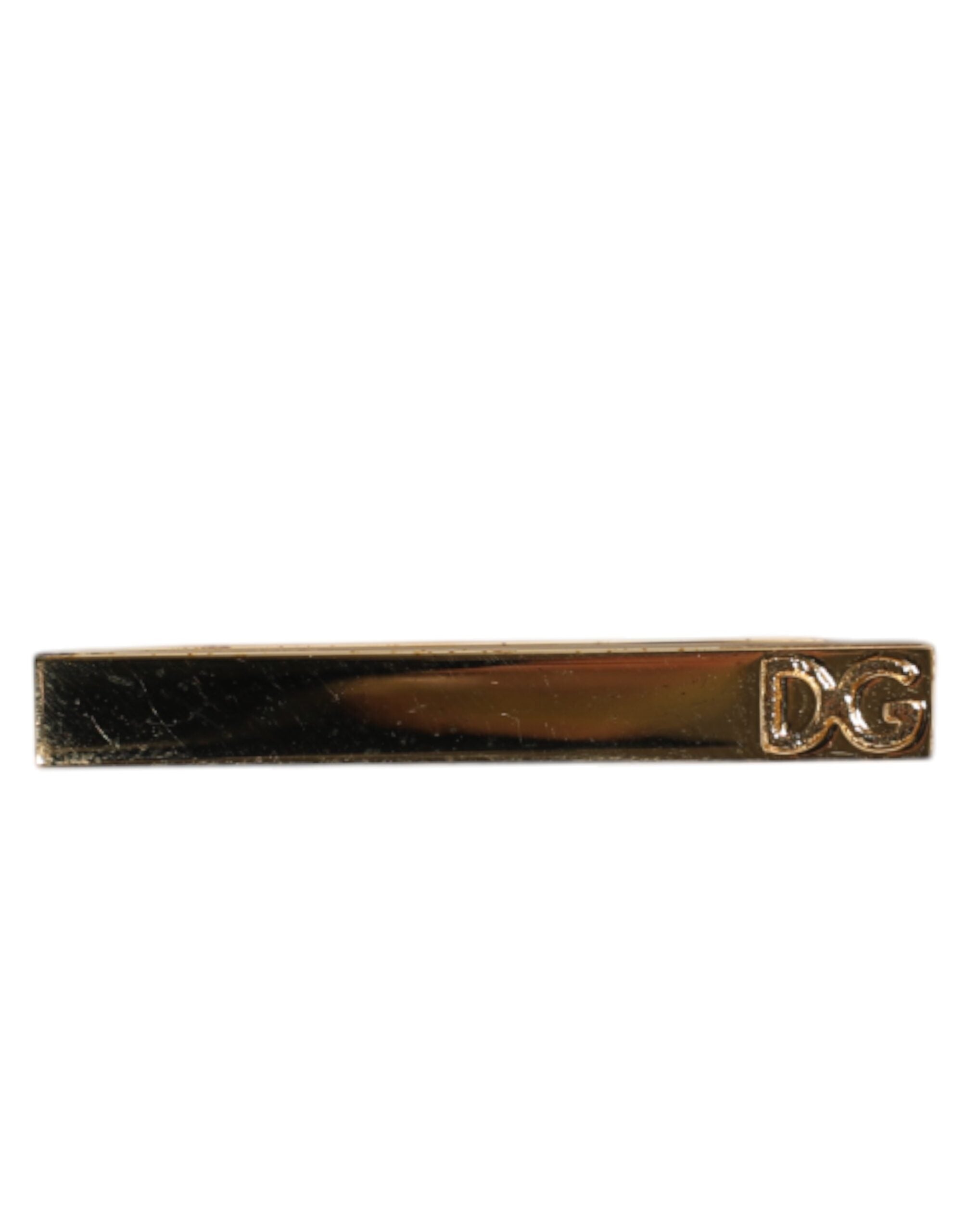 Gold Tone Brass Crystal Branded Accessory Tie Clip Bar - ventzia