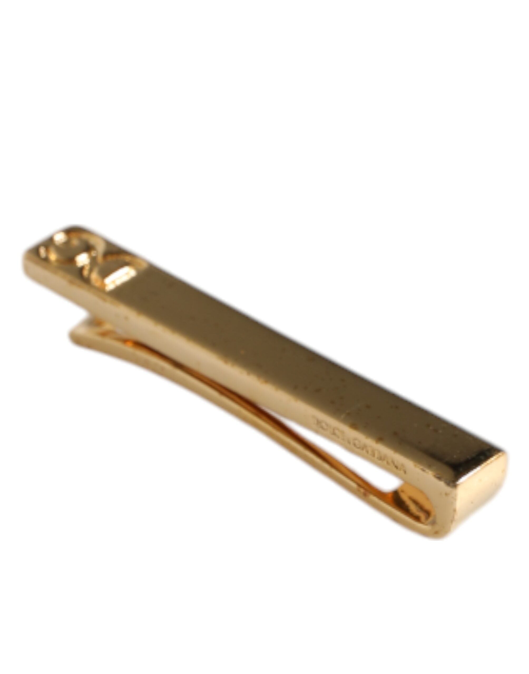 Gold Tone Brass Crystal Branded Accessory Tie Clip Bar - ventzia