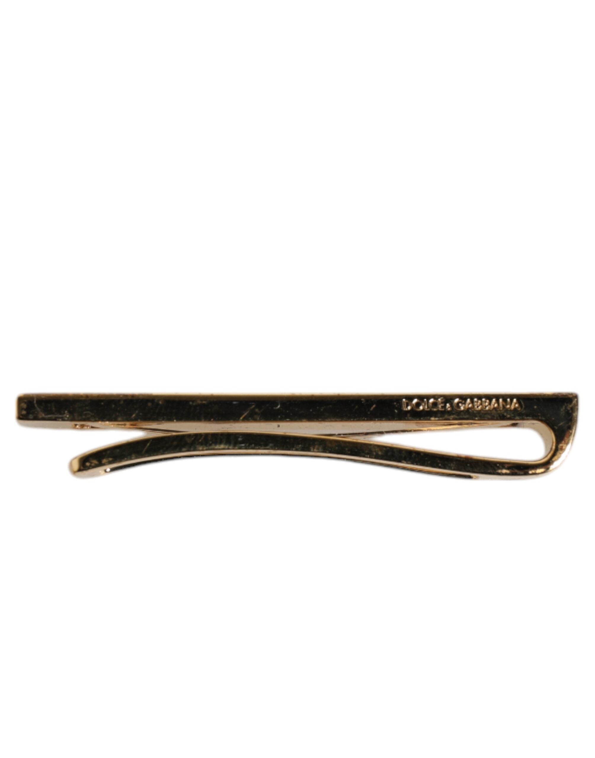 Gold Tone Brass Crystal Branded Accessory Tie Clip Bar - ventzia