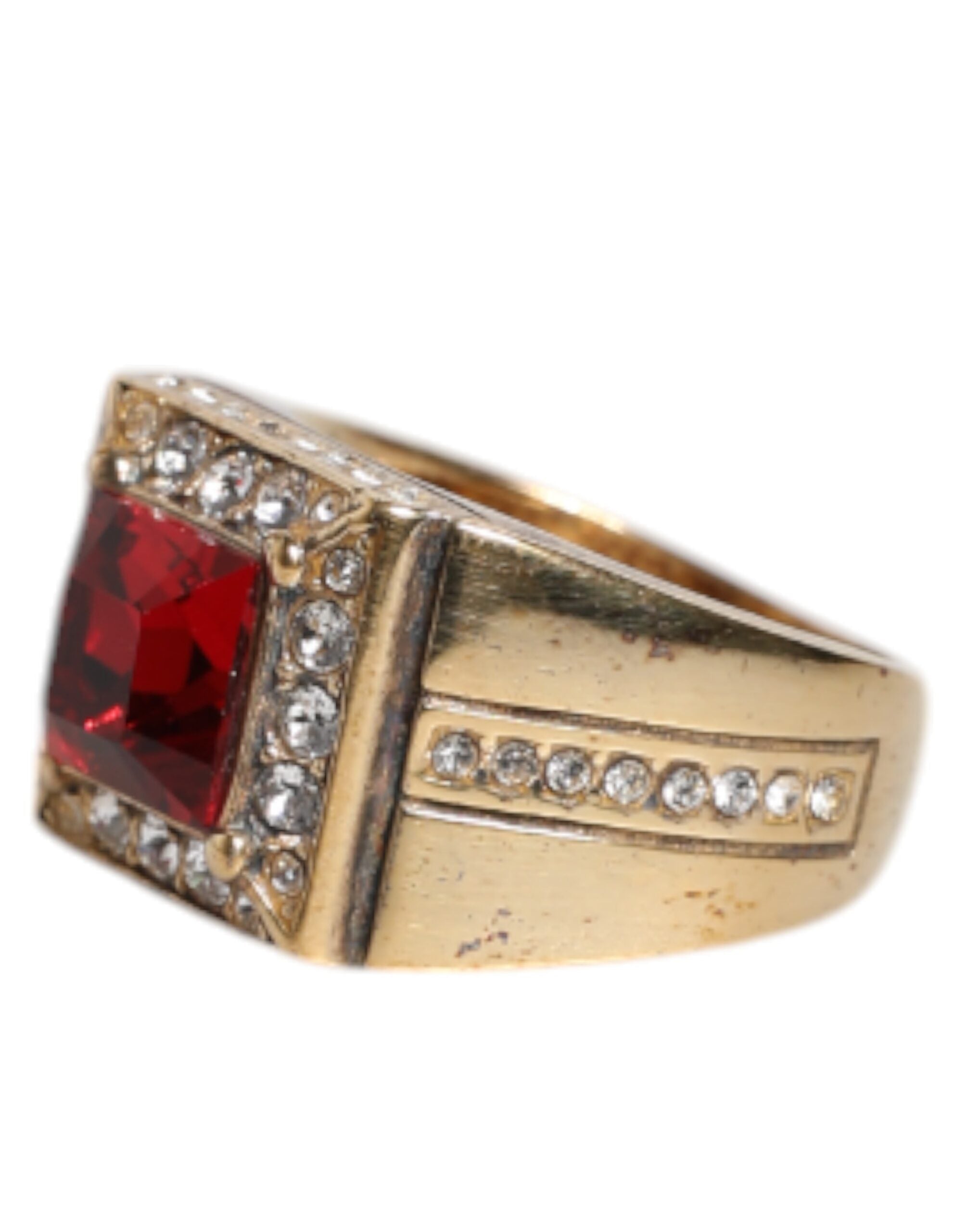 Gold Tone Sterling Silver 925 Crystals Ring - ventzia