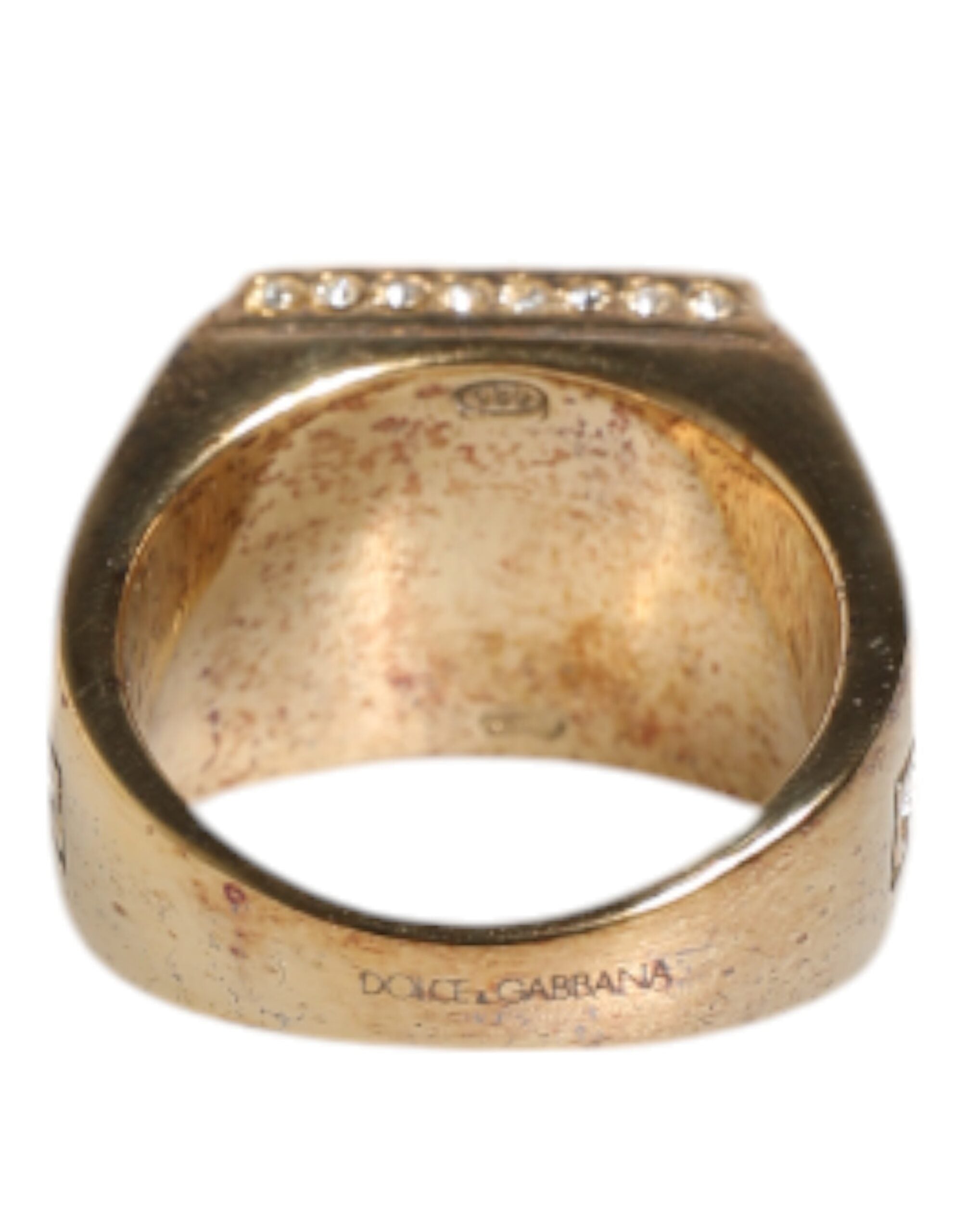 Gold Tone Sterling Silver 925 Crystals Ring - ventzia