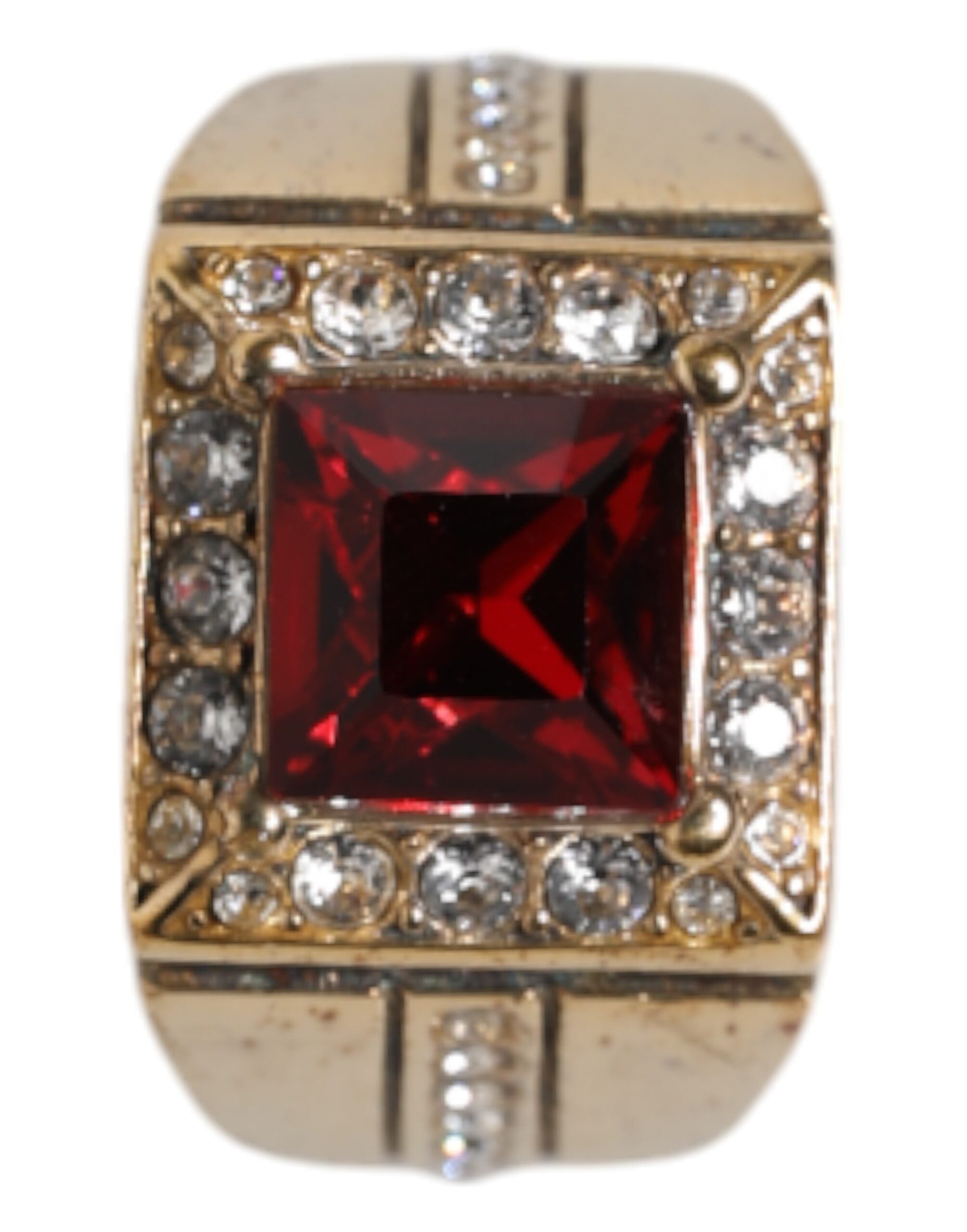 Gold Tone Sterling Silver 925 Crystals Ring - ventzia