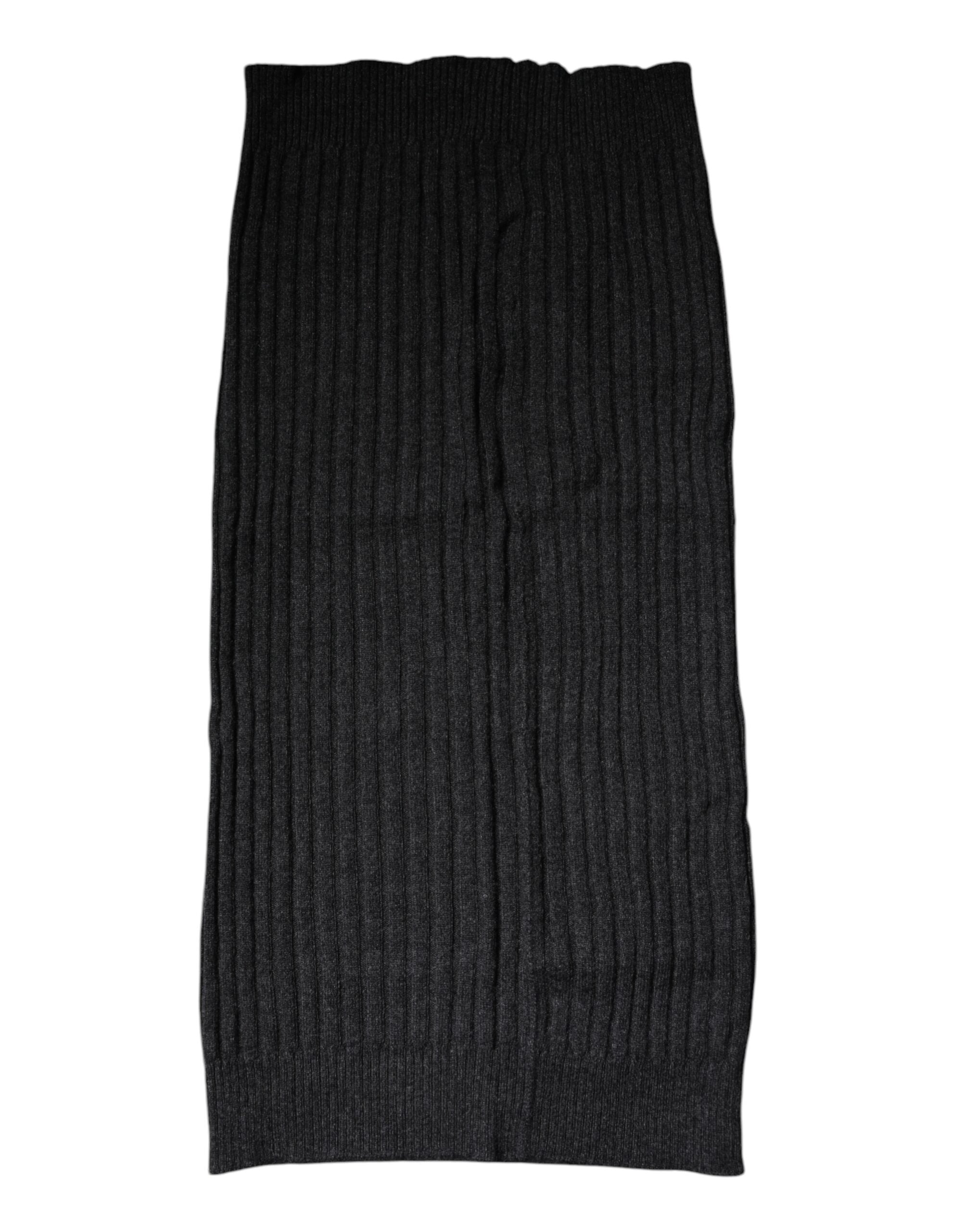 Black Cashmere Knitted Neck Warmer Foulard Scarf - ventzia