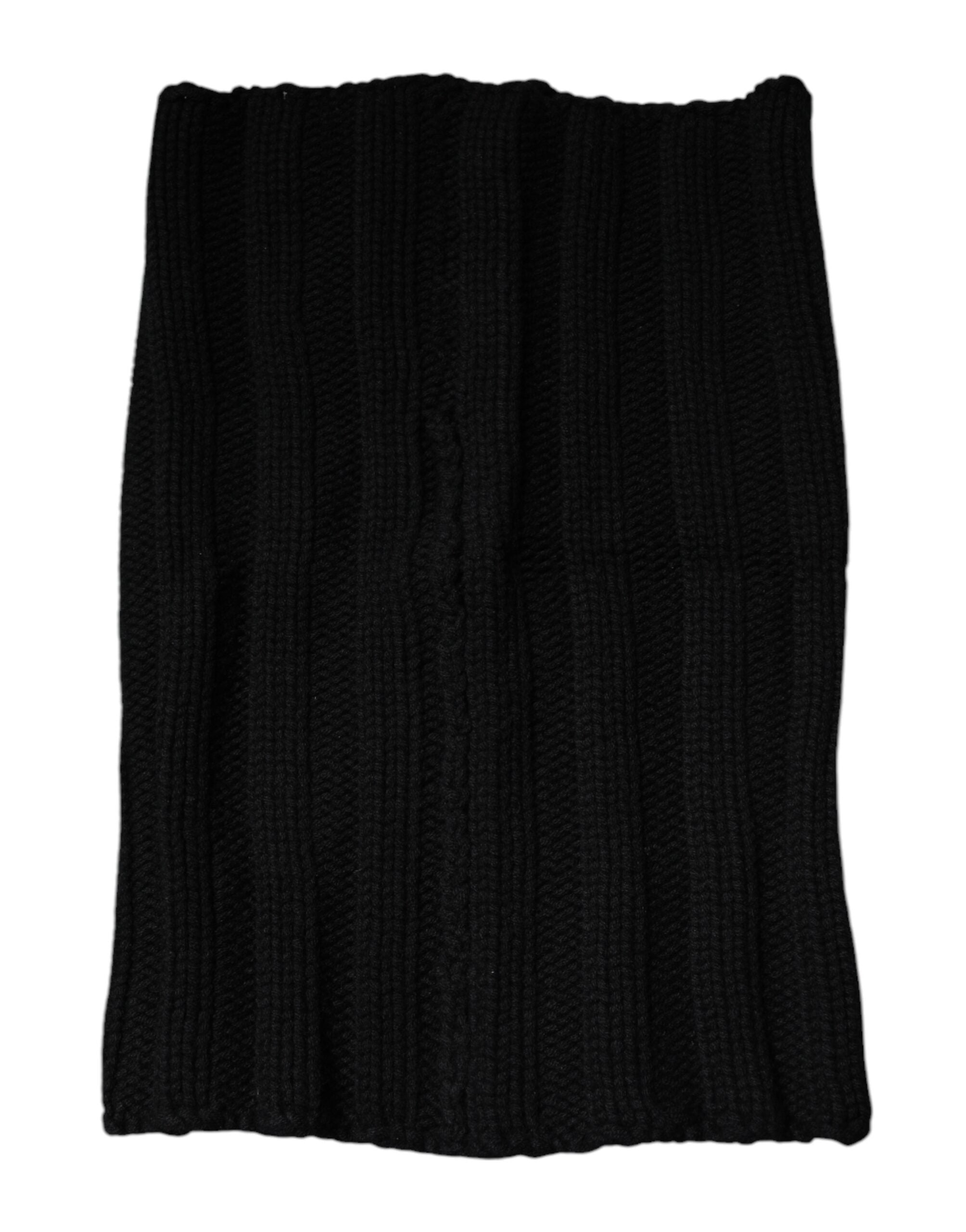 Black Cashmere Knitted Neck Warmer Foulard Scarf - ventzia