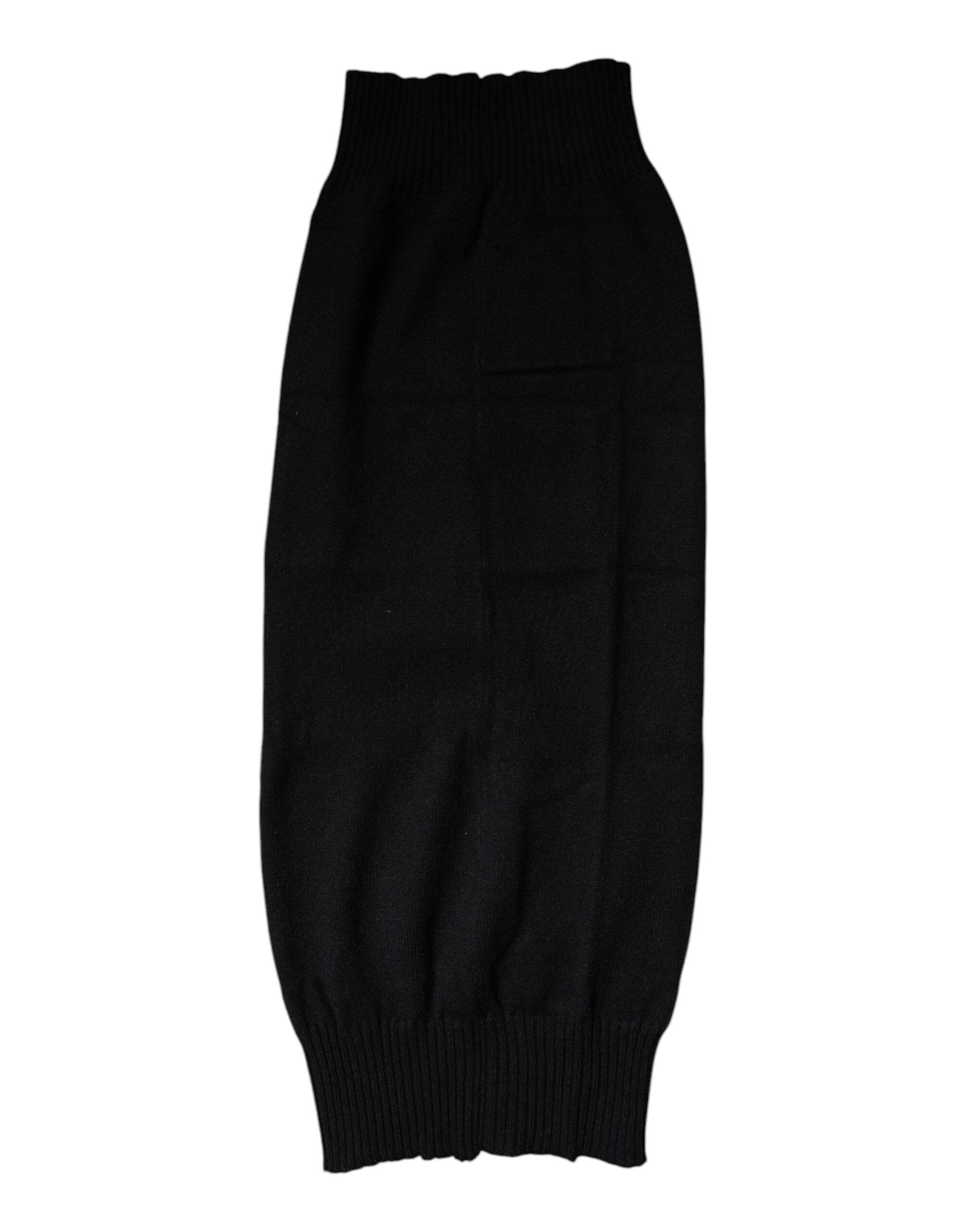 Black Cashmere Knitted Neck Warmer Foulard Scarf - ventzia