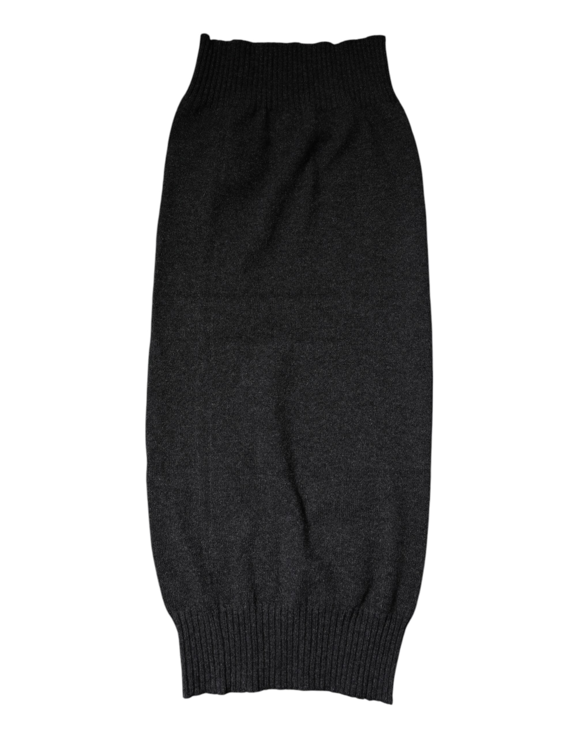 Black Cashmere Knitted Neck Warmer Foulard Scarf - ventzia