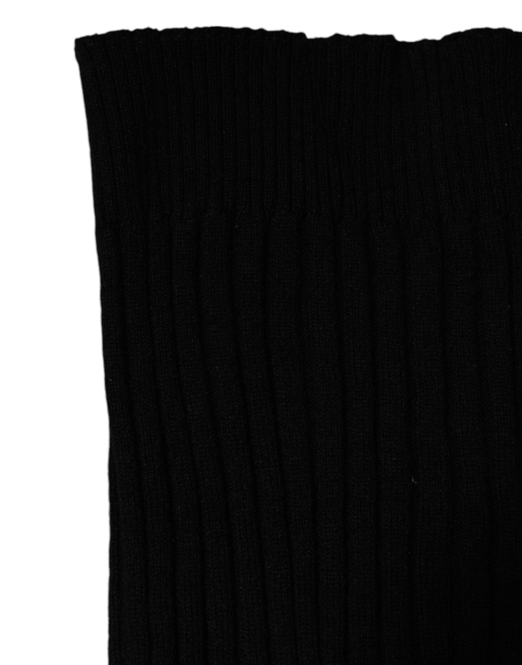 Black Cashmere Knitted Neck Warmer Foulard Scarf - ventzia