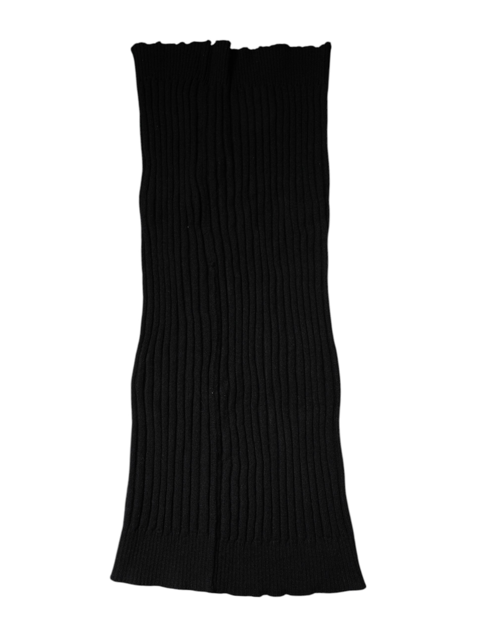 Black Cashmere Knitted Neck Warmer Foulard Scarf - ventzia