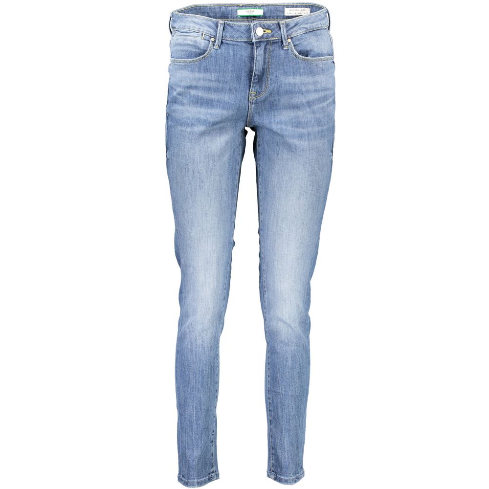 Light Blue Cotton Women Jeans - ventzia