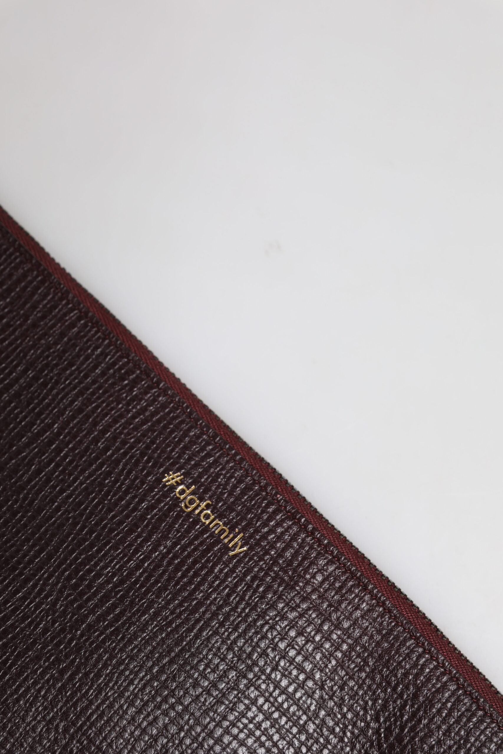 Brown Leather #DGFAMILY Embellished Men Clutch Pouch Bag - ventzia