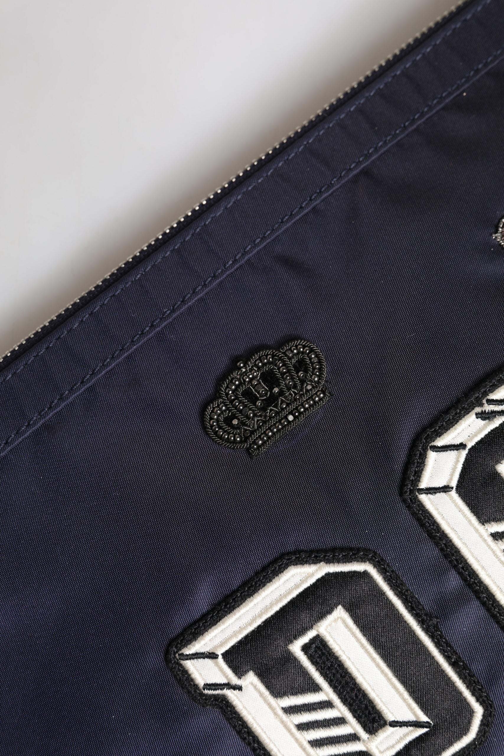 Blue DG Logo Patch Embellished Pouch Clutch Bag - ventzia