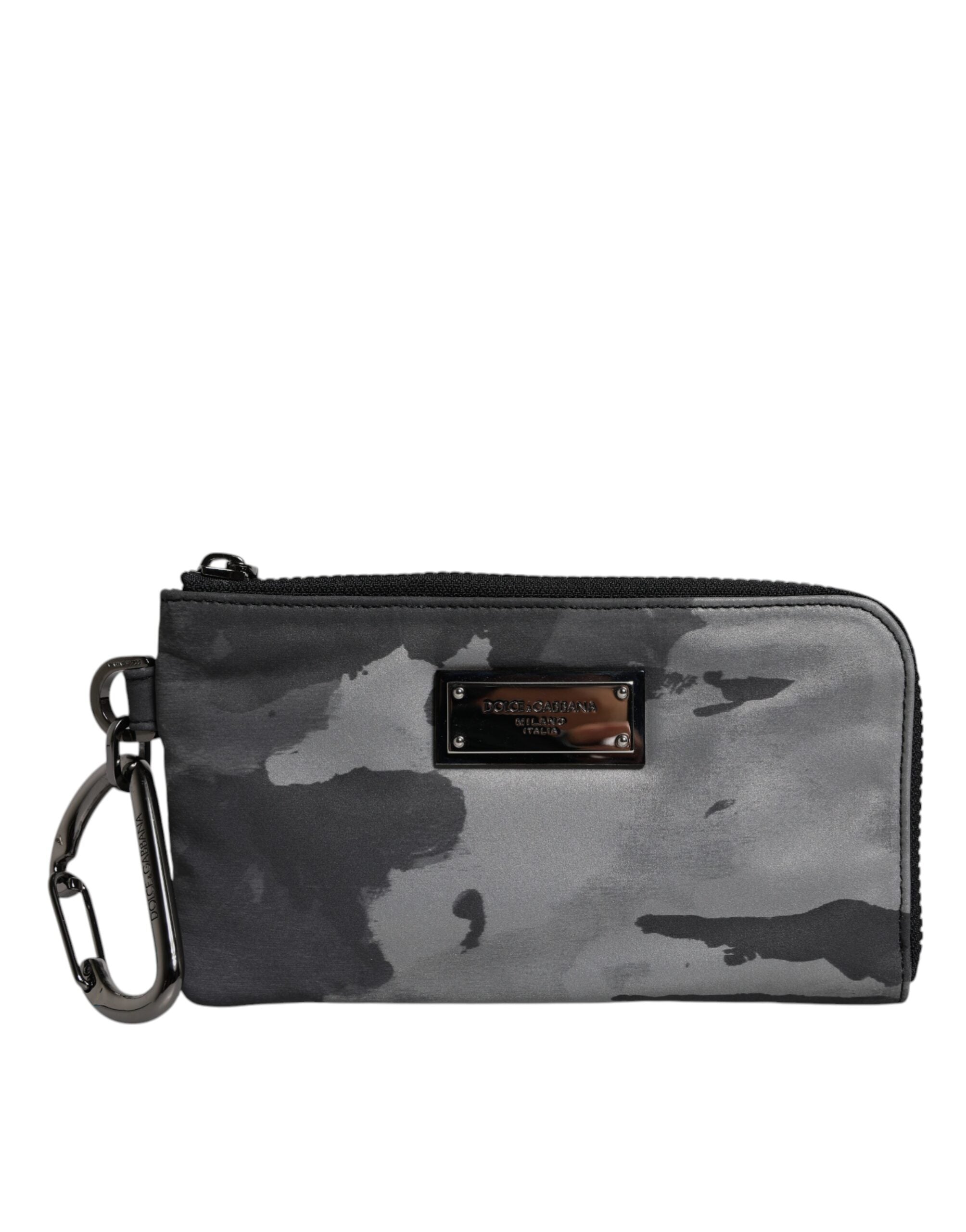 Black Gray Camouflage Logo Plaque Keyring Pouch Bag - ventzia