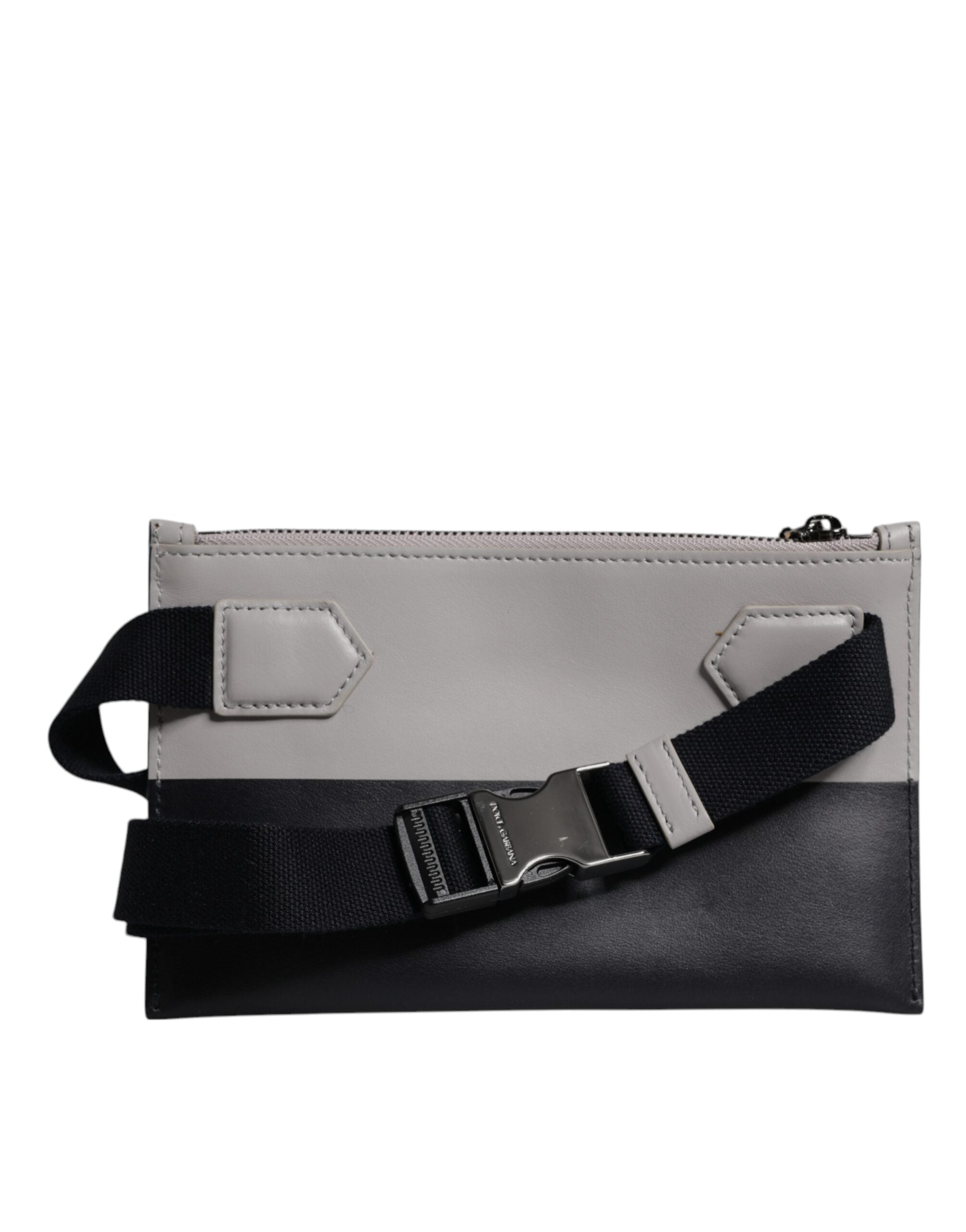 Black White Leather Logo Embossed Crossbody Bag - ventzia