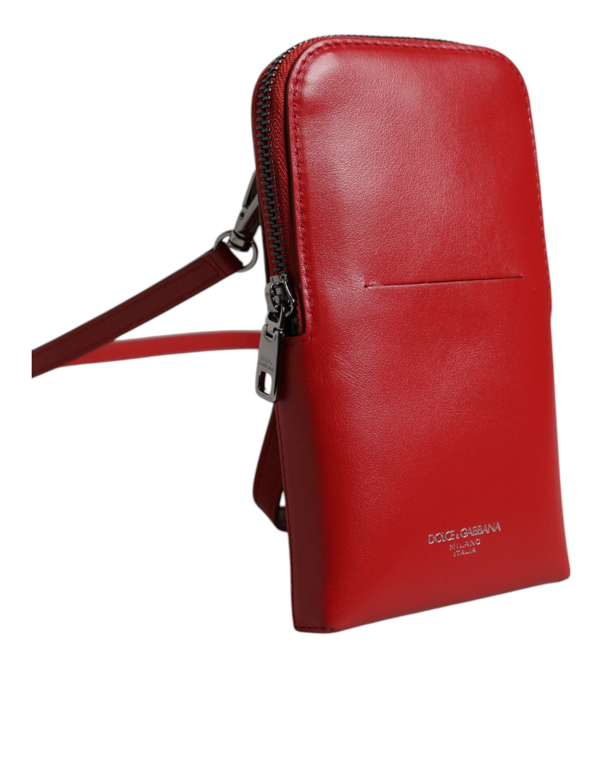 Red Leather Purse Phone Sling Crossbody Neck Strap Bag - ventzia