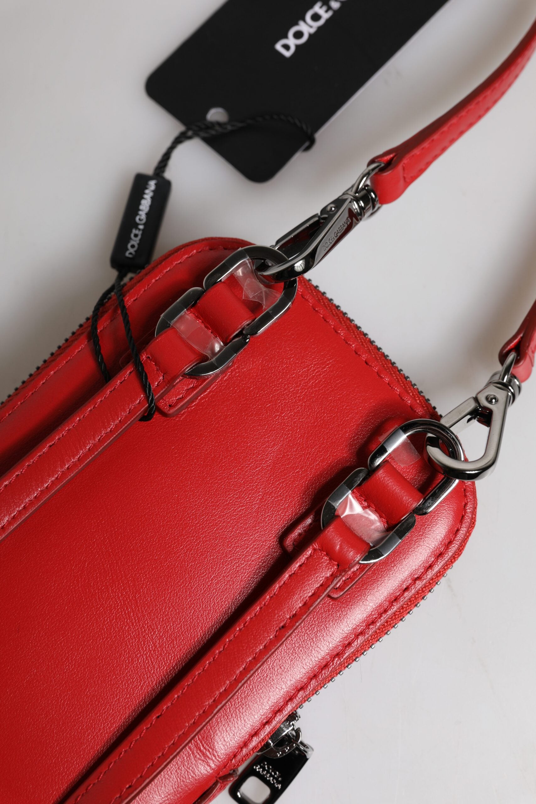 Red Leather Purse Phone Sling Crossbody Neck Strap Bag - ventzia