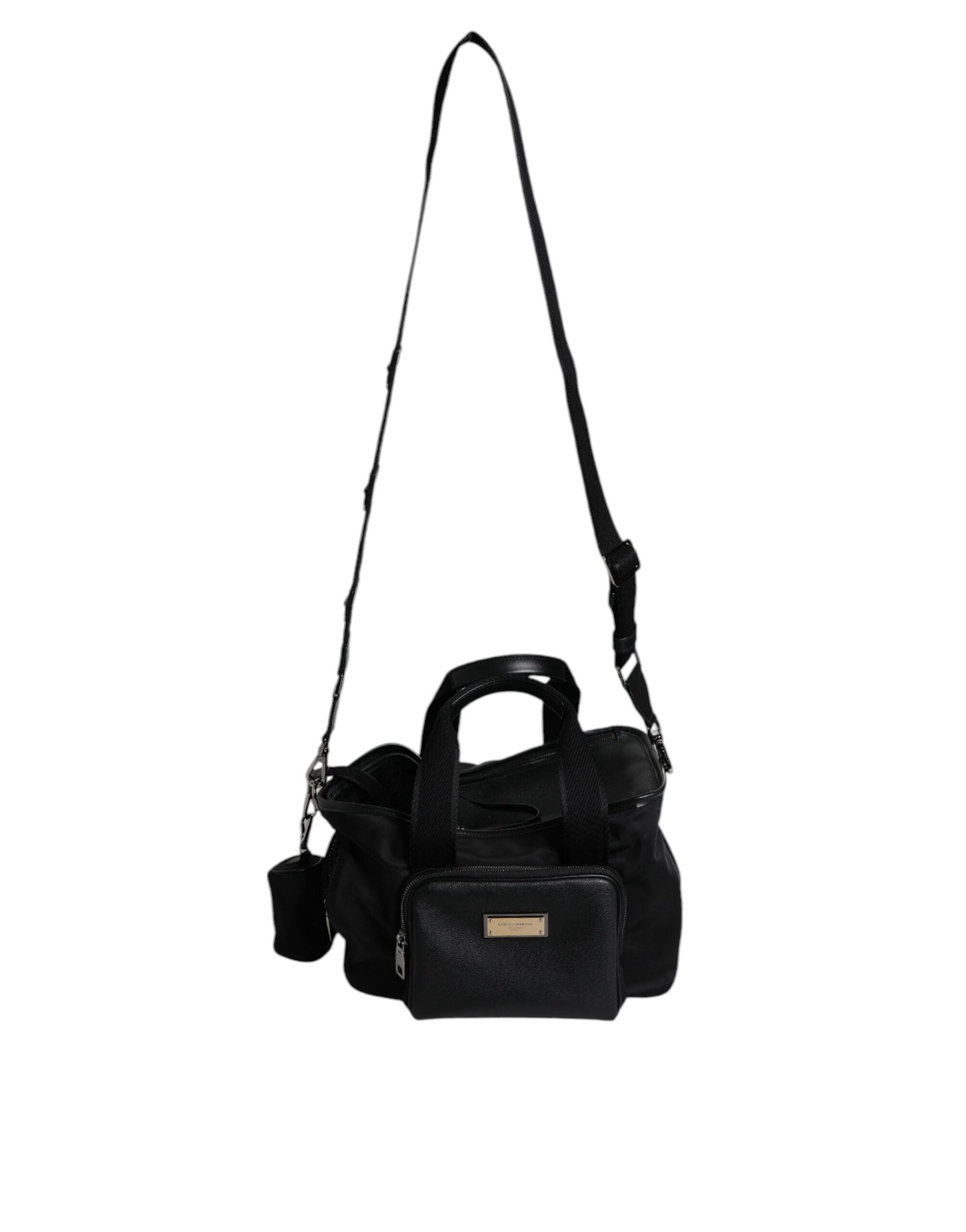 Black Shoulder Strap Pet Carry Logo Plaque Bag - ventzia