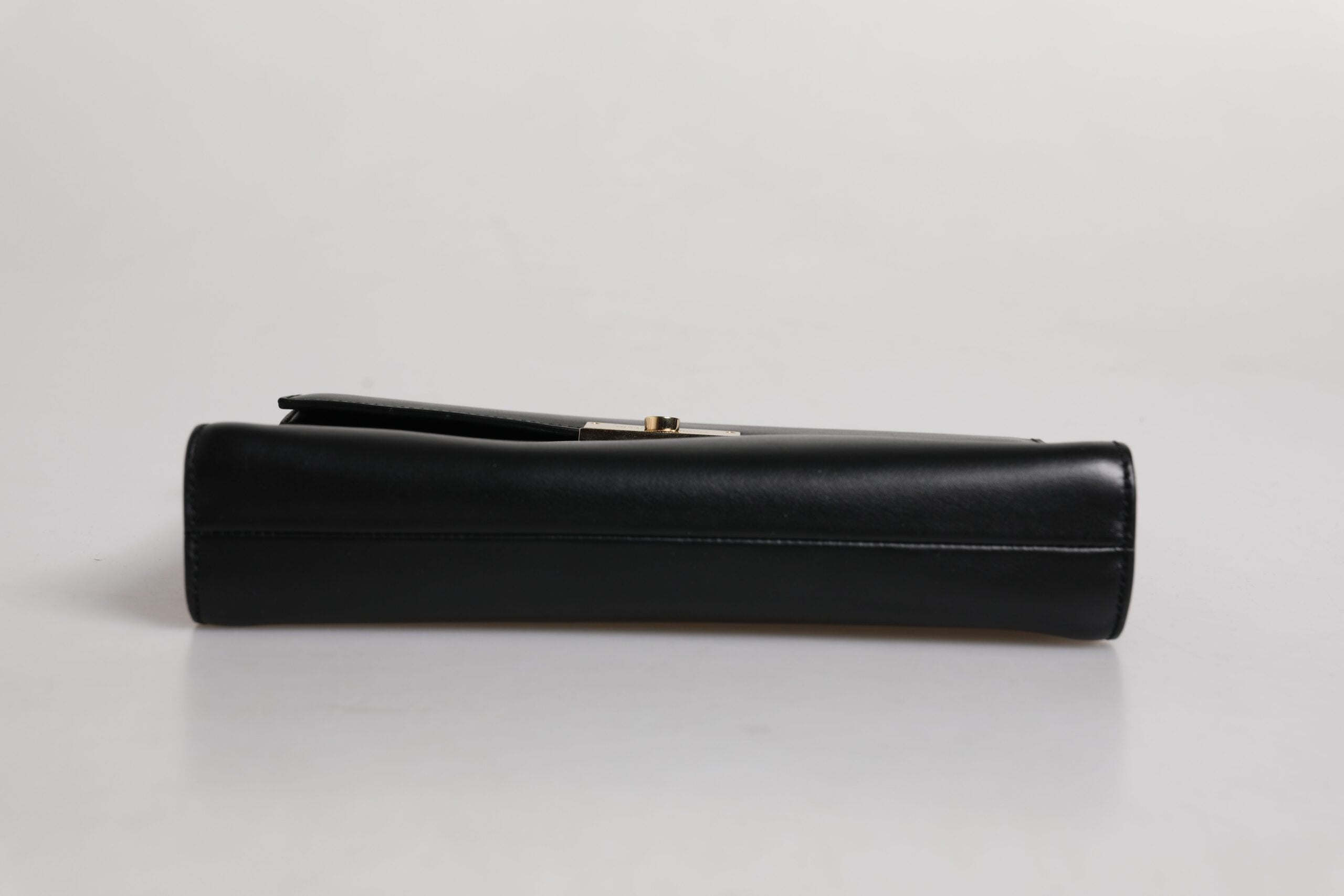 Black Leather Logo Plaque Document Briefcase Bag - ventzia