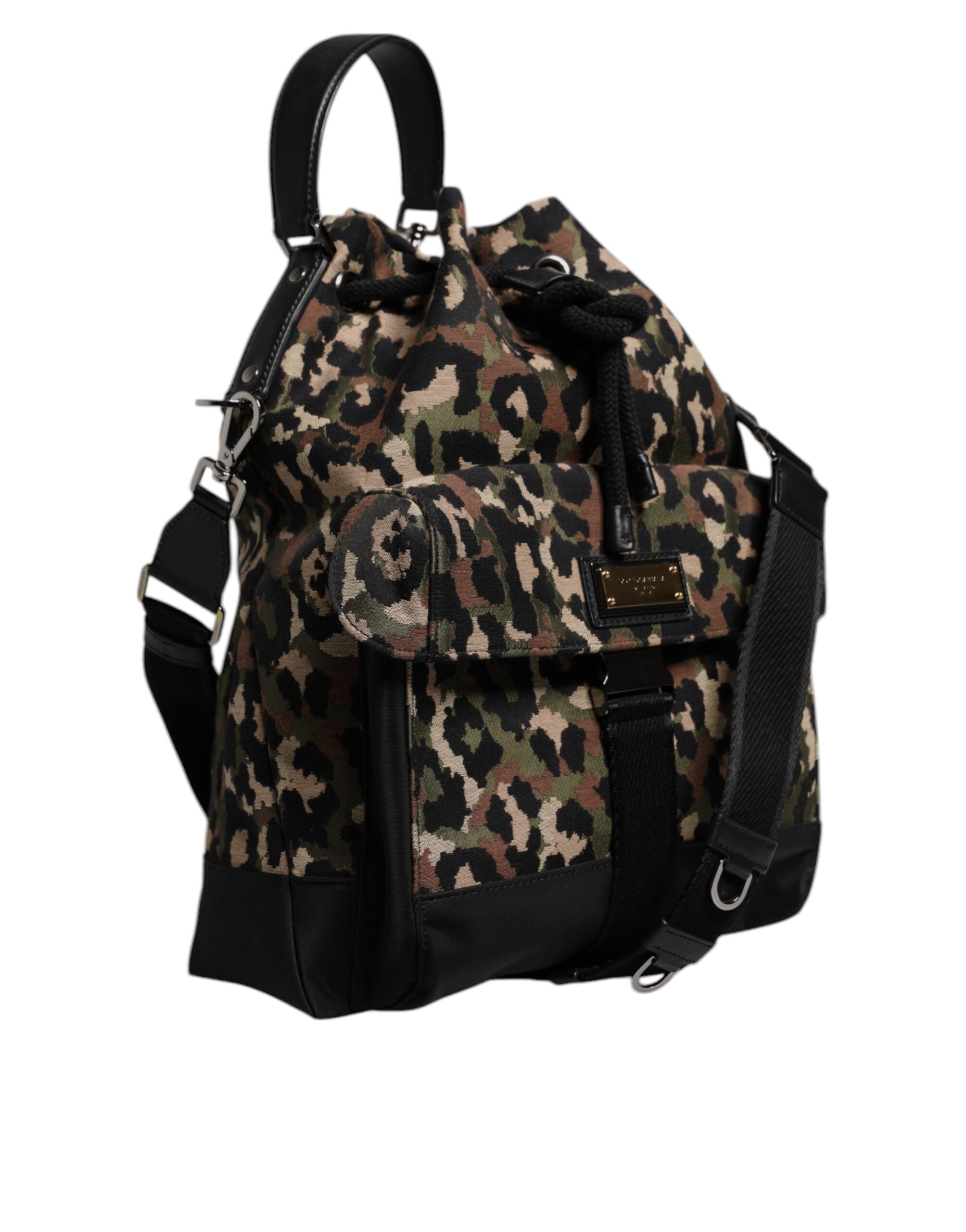 Multicolor Leopard Cotton Shoulder Bucket Bag - ventzia