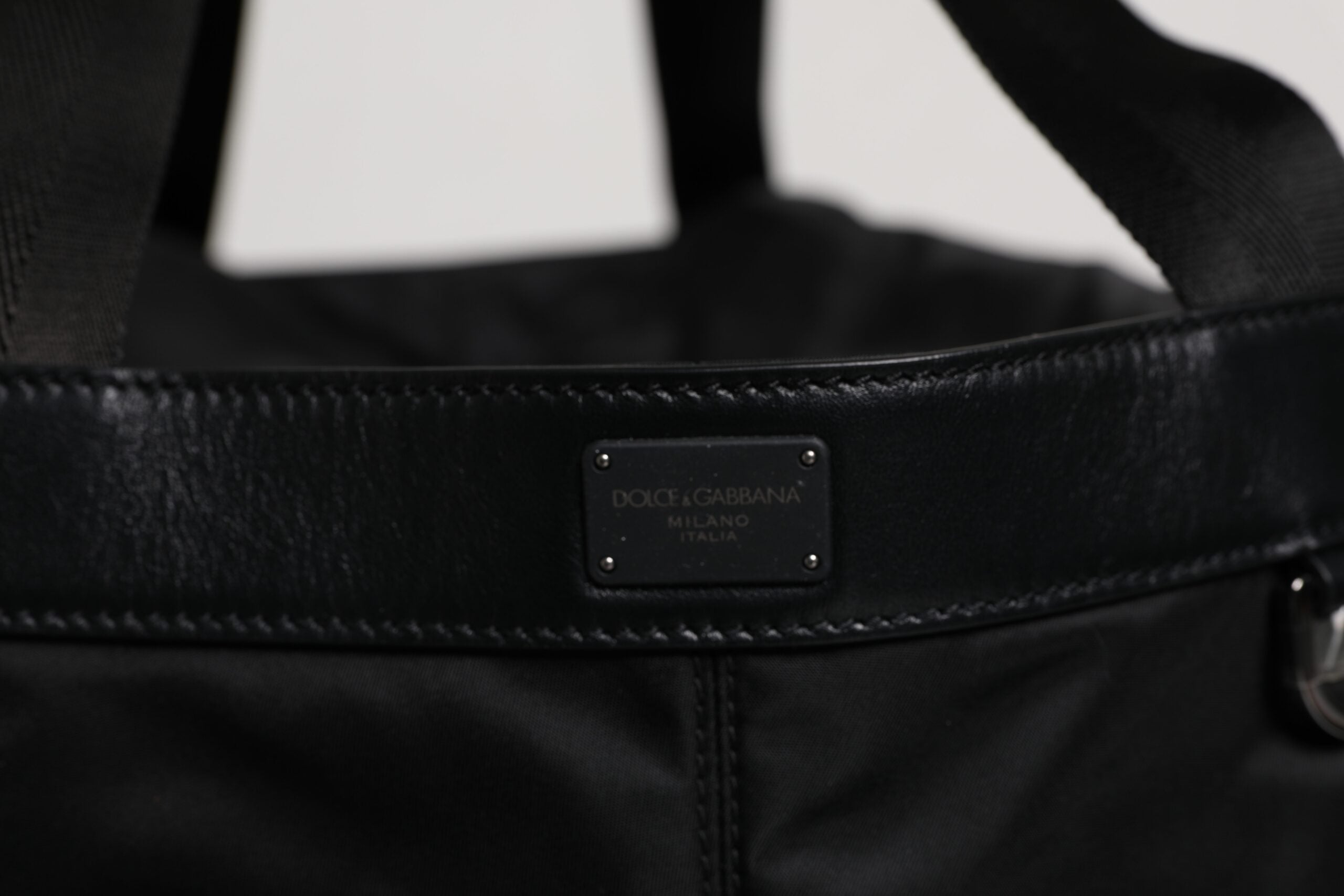 Black Nylon White Iconic Logo Shoulder Bucket Bag - ventzia
