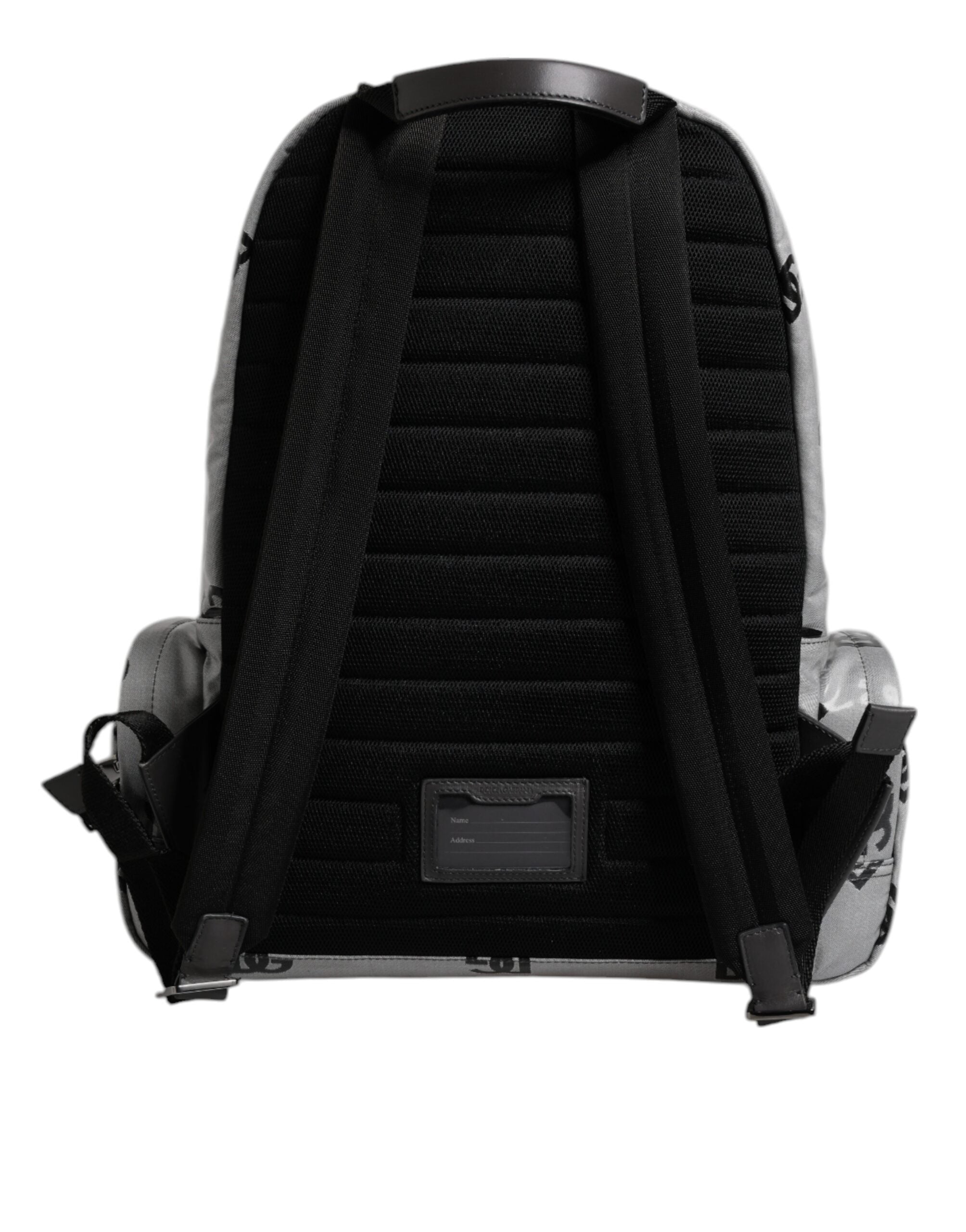 Polyester Gray Black DG Logo Plaque Backpack Bag - ventzia