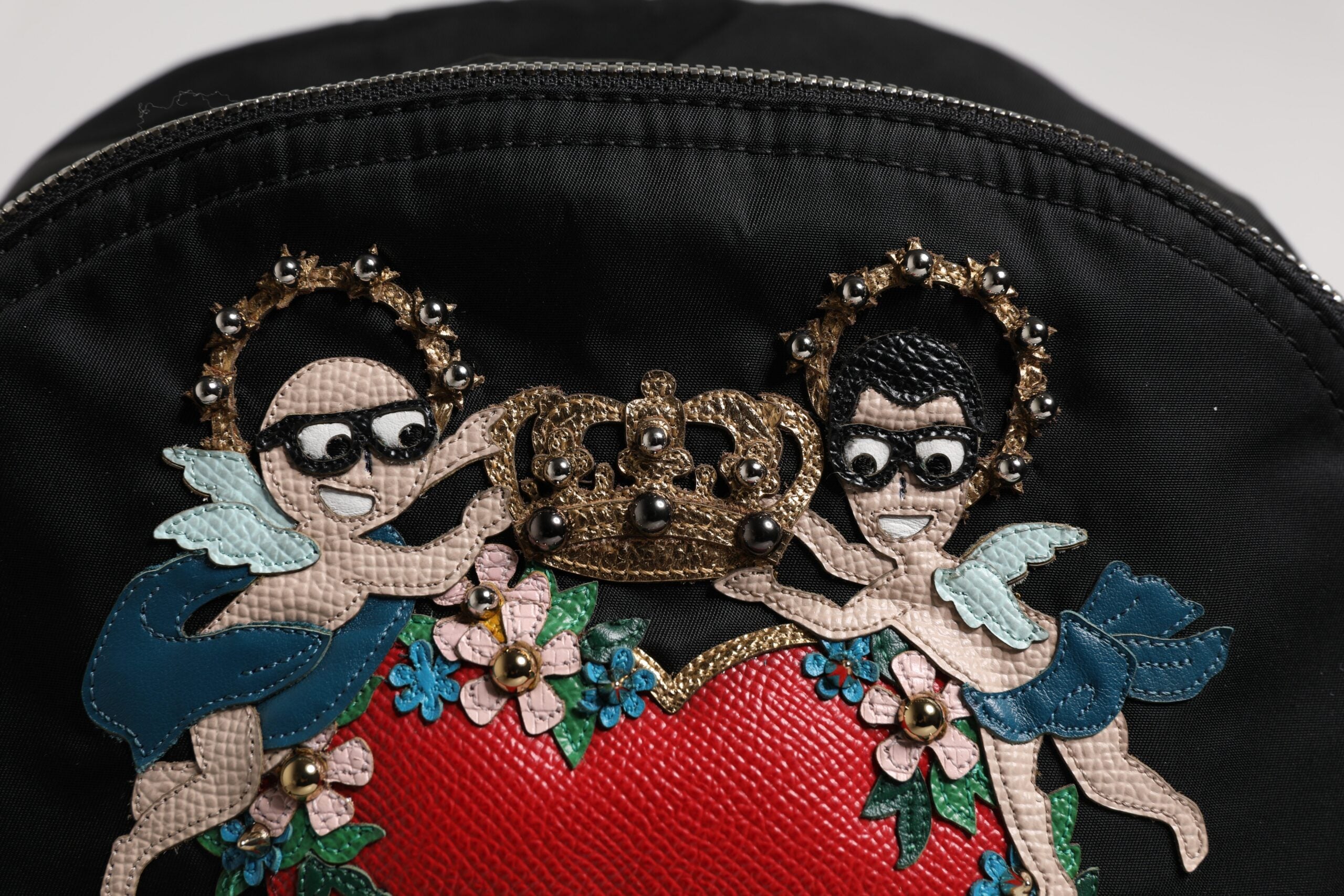 Black Nylon #DGFAMILY Embellished Backpack VULCANO Bag - ventzia