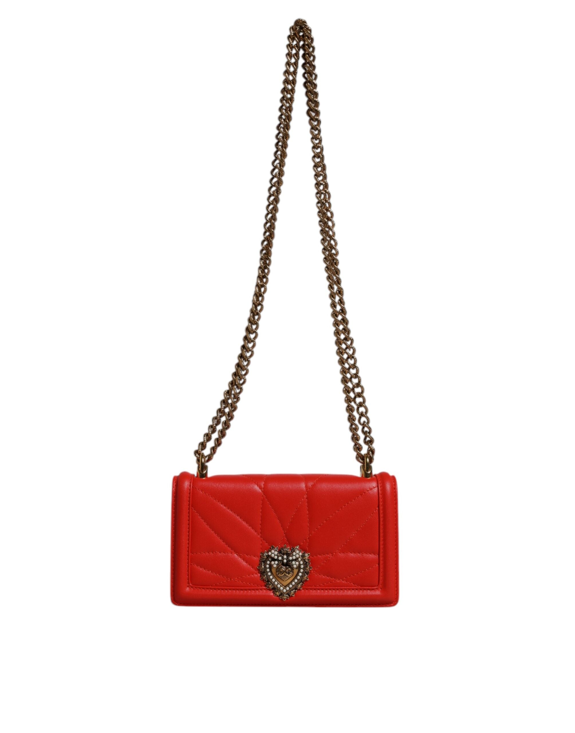 Red Quilted Devotion Crossbody Chain Phone Cover Bag - ventzia