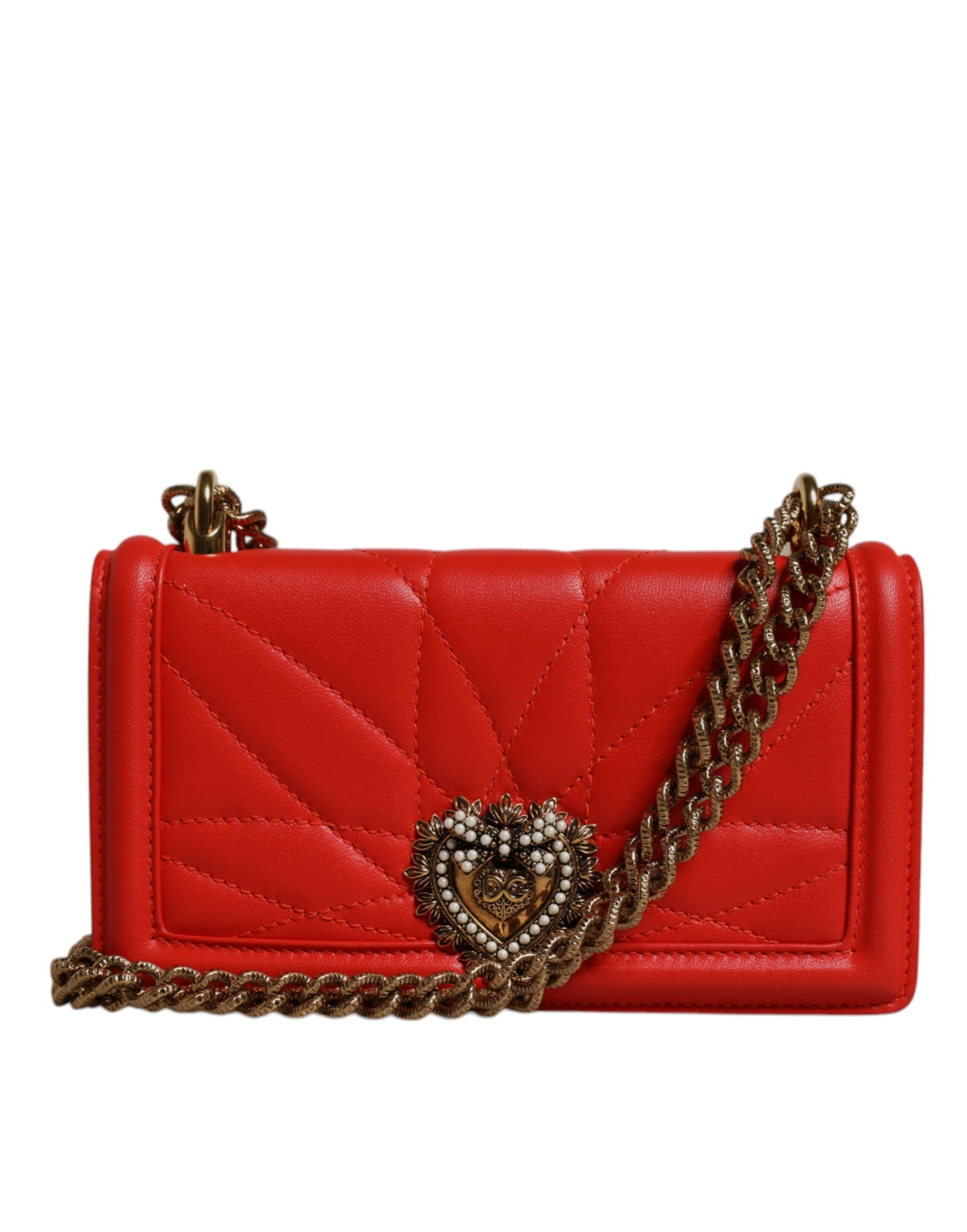 Red Quilted Devotion Crossbody Chain Phone Cover Bag - ventzia