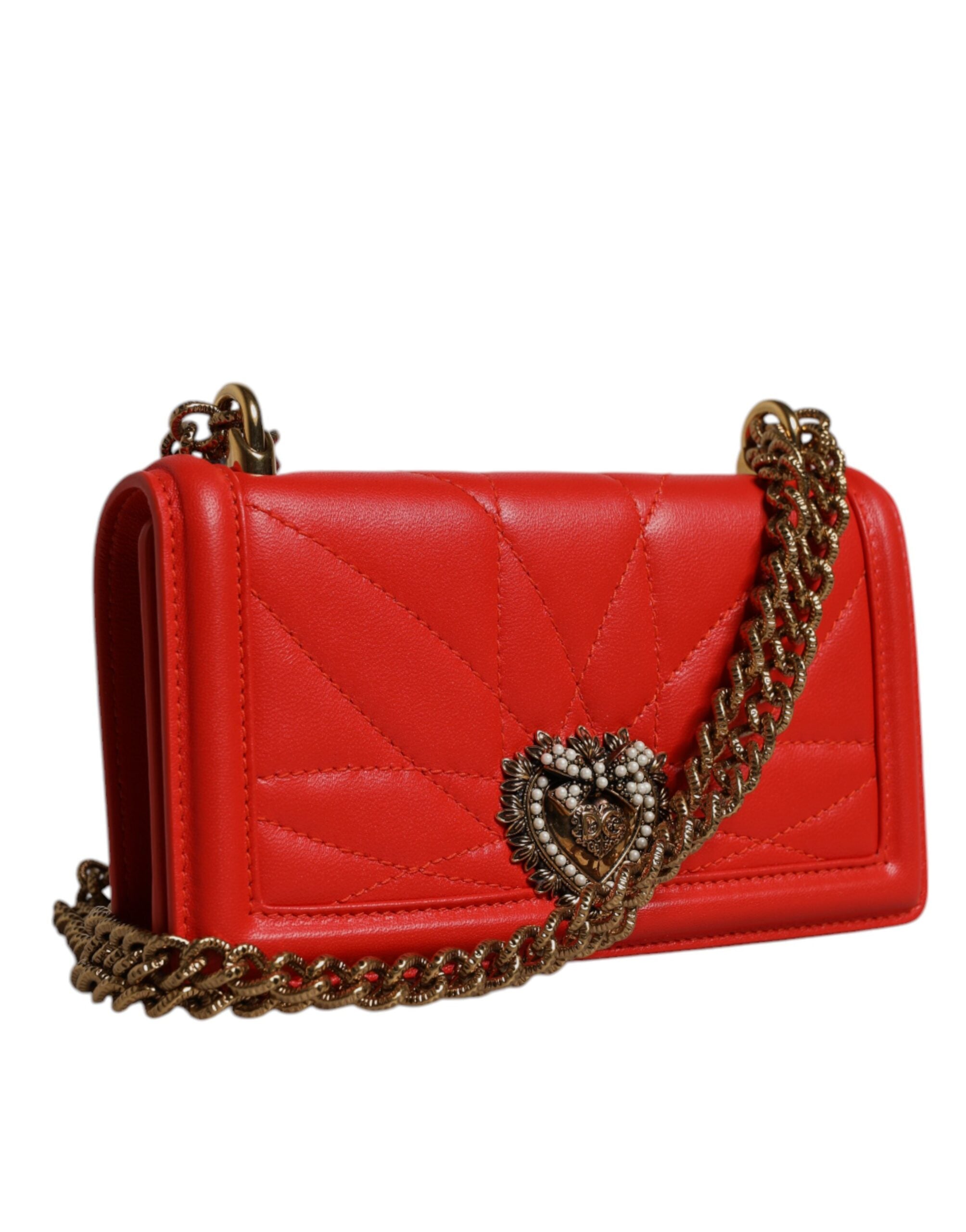 Red Quilted Devotion Crossbody Chain Phone Cover Bag - ventzia