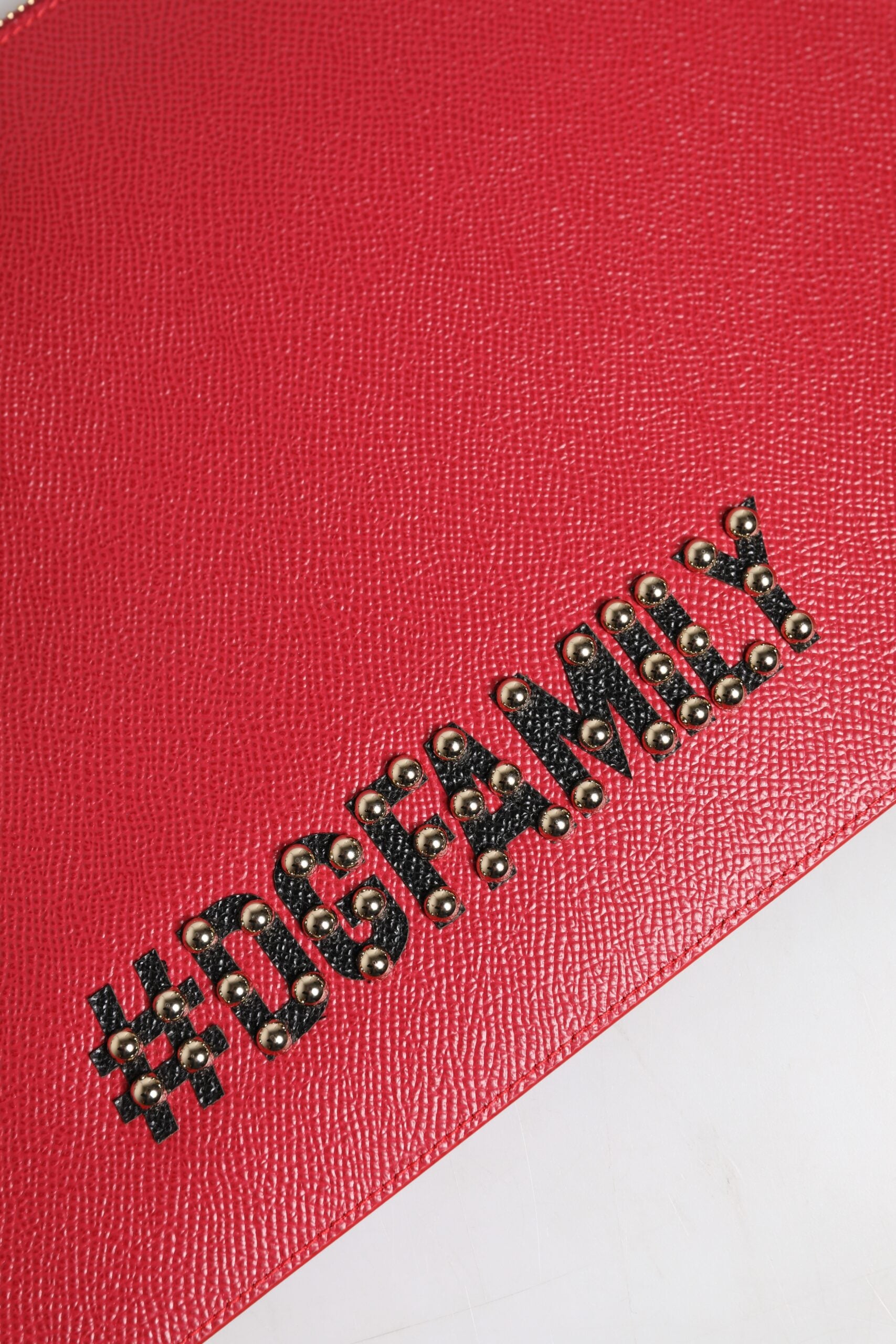 Red #DGFamily Embellished Leather Clutch Bag - ventzia