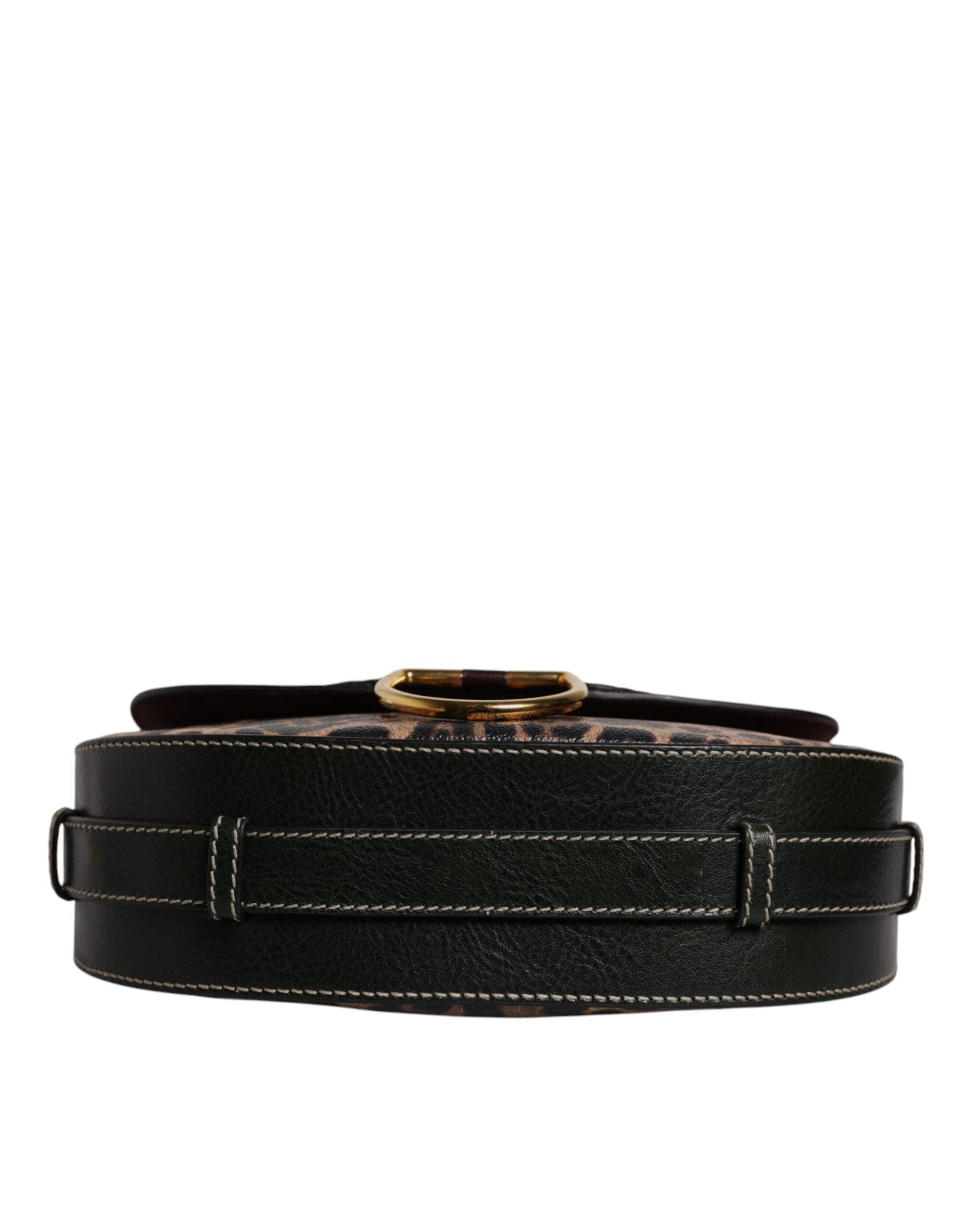 Black Brown Leopard Leather Shoulder Strap Bag - ventzia