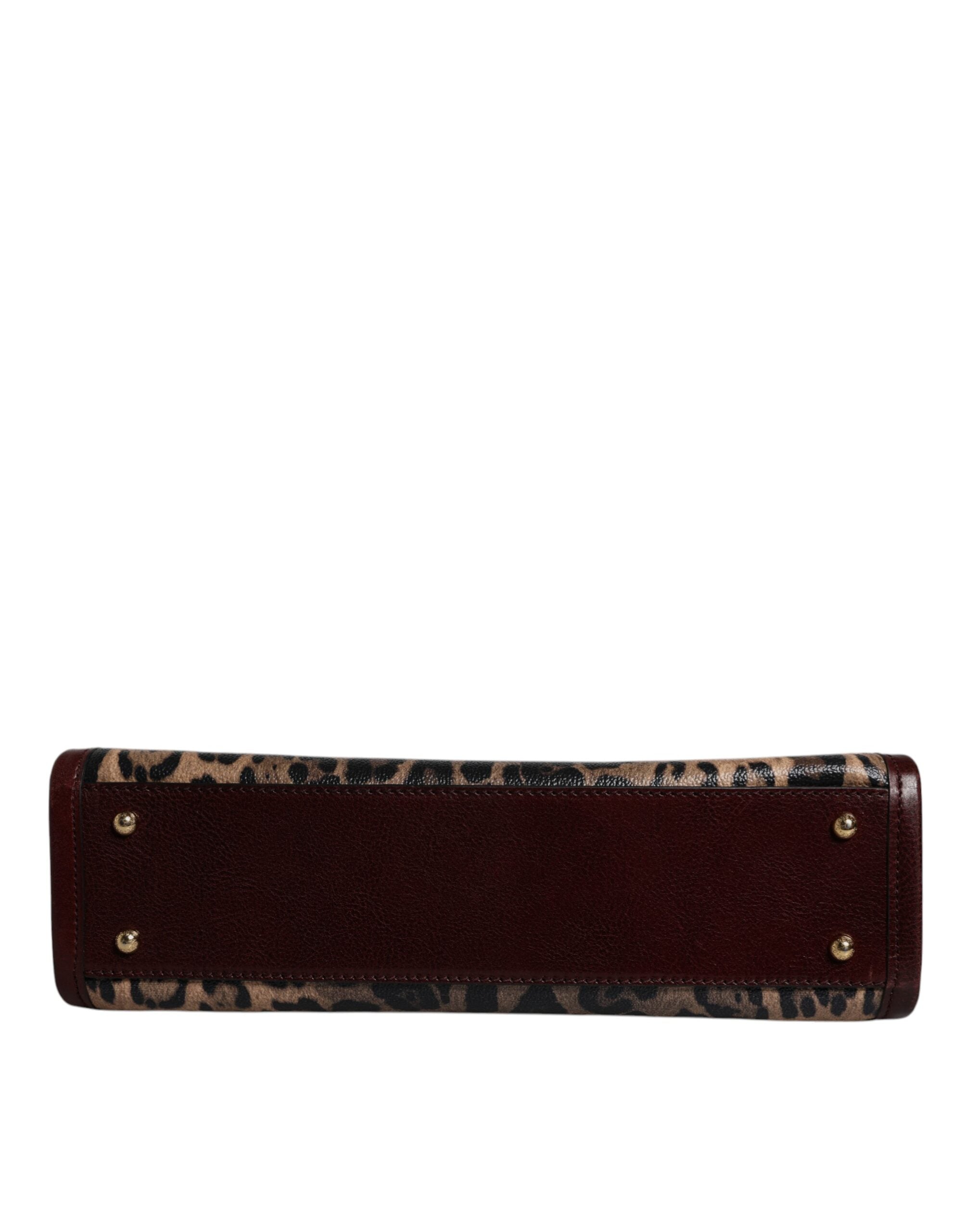 Brown Leopard Leather Shoulder Strap Tote Bag - ventzia