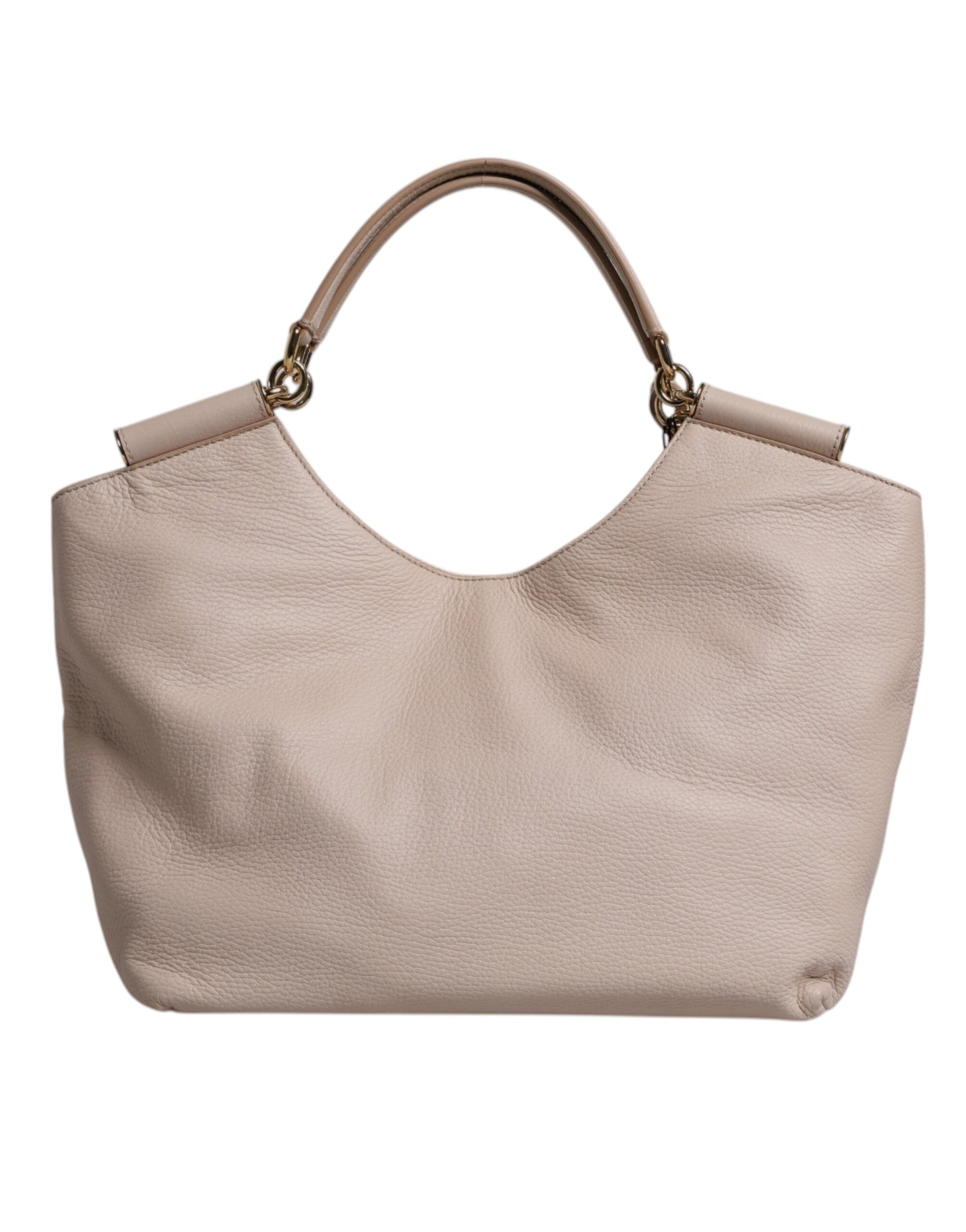 Light Pink Deer Leather Logo Plaque Tote Top Handle Bag - ventzia