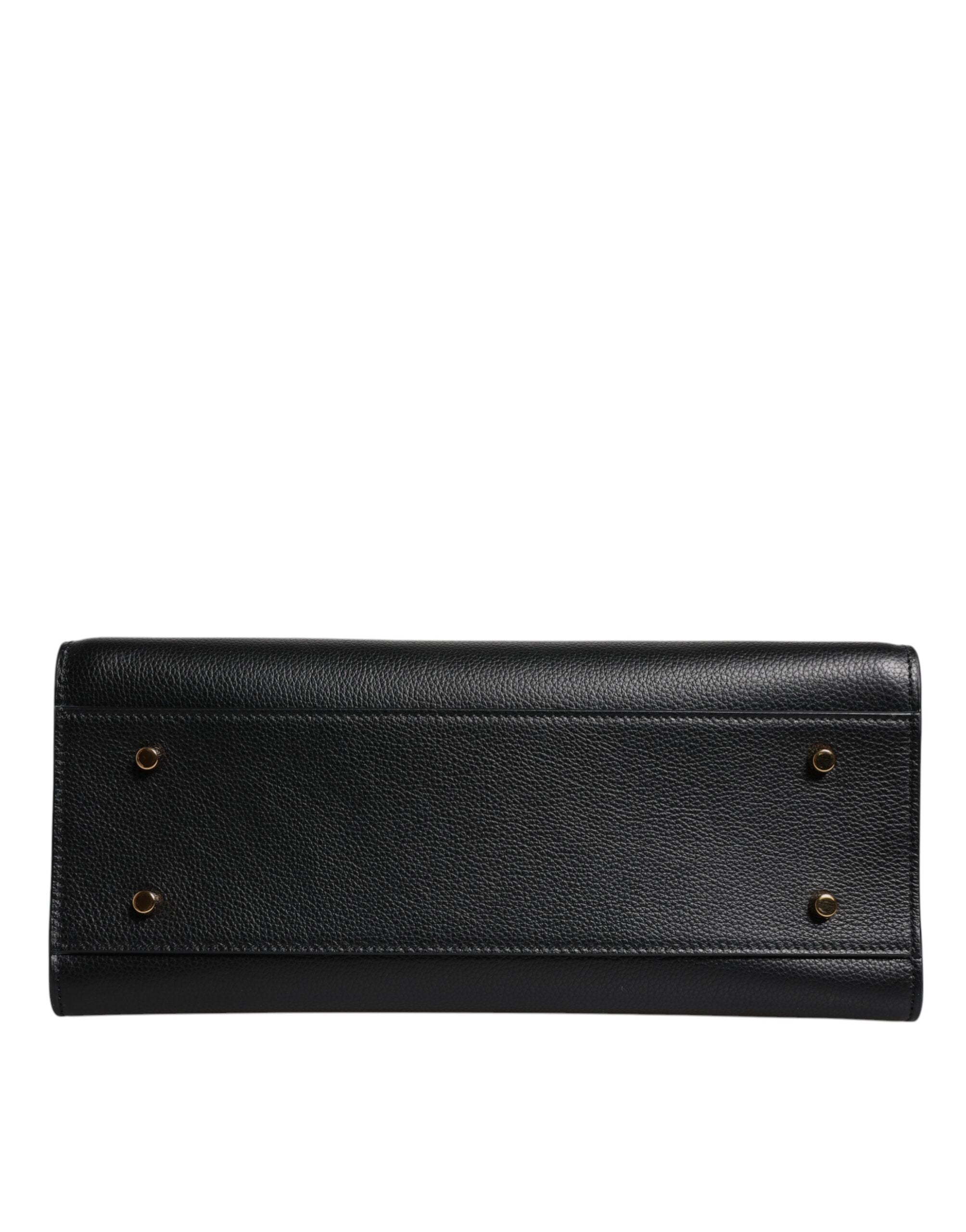 Black Large Leather Top Handle Shoulder Crossbody Bag - ventzia