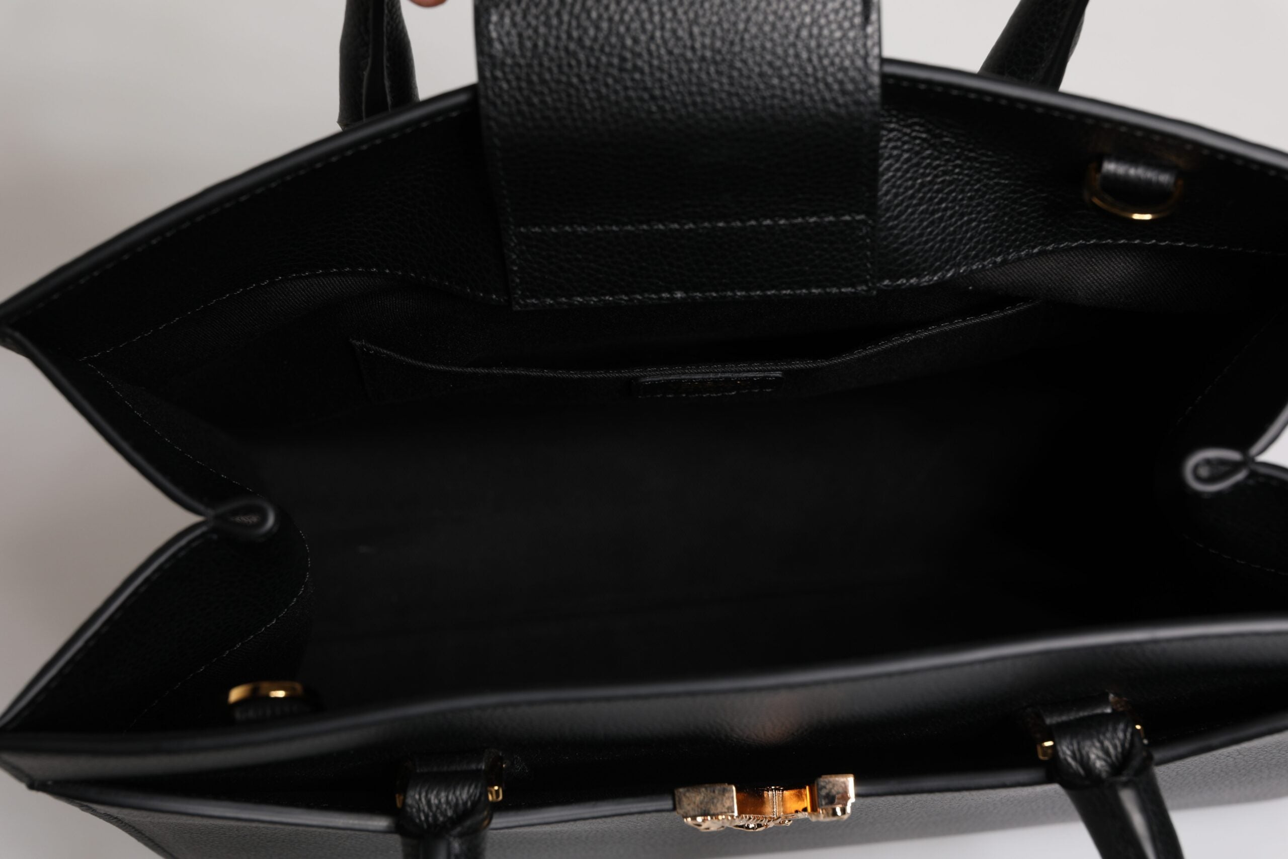 Black Large Leather Top Handle Shoulder Crossbody Bag - ventzia