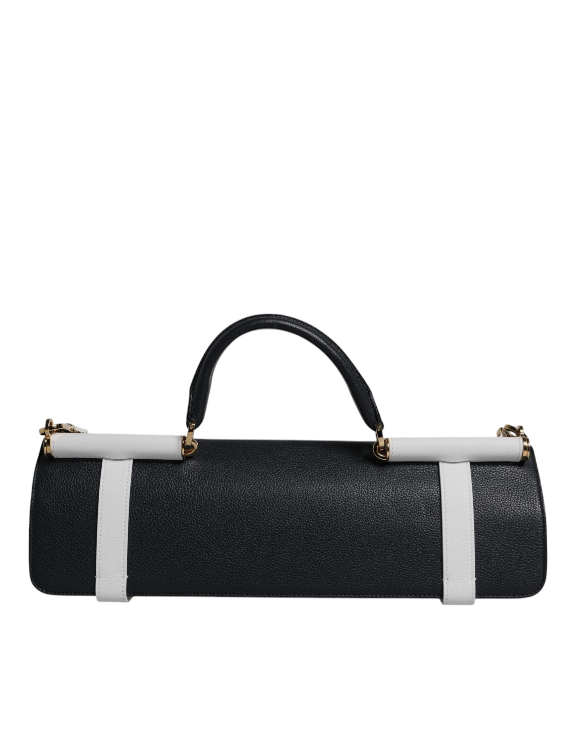 Blue White Calfskin Leather Crossbody Shoulder Bag - ventzia