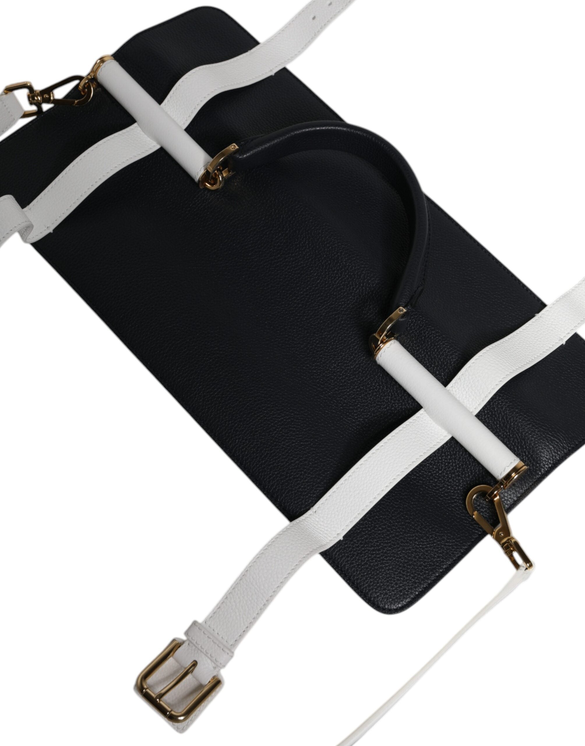Blue White Calfskin Leather Crossbody Shoulder Bag - ventzia