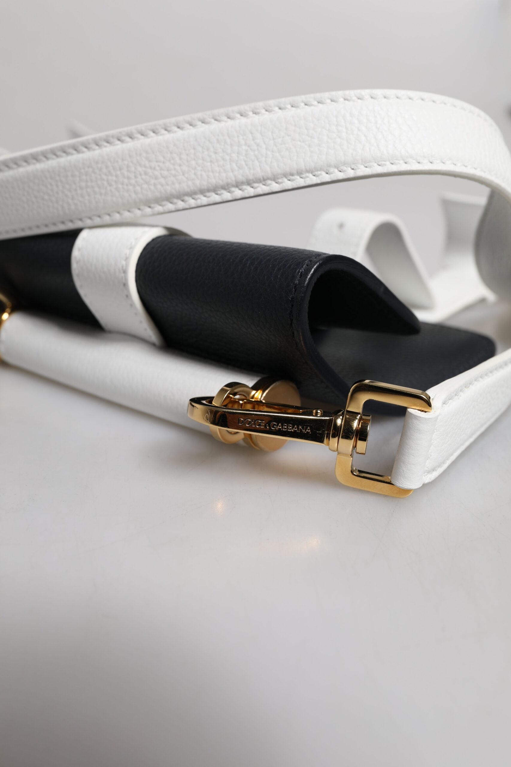 Blue White Calfskin Leather Crossbody Shoulder Bag - ventzia