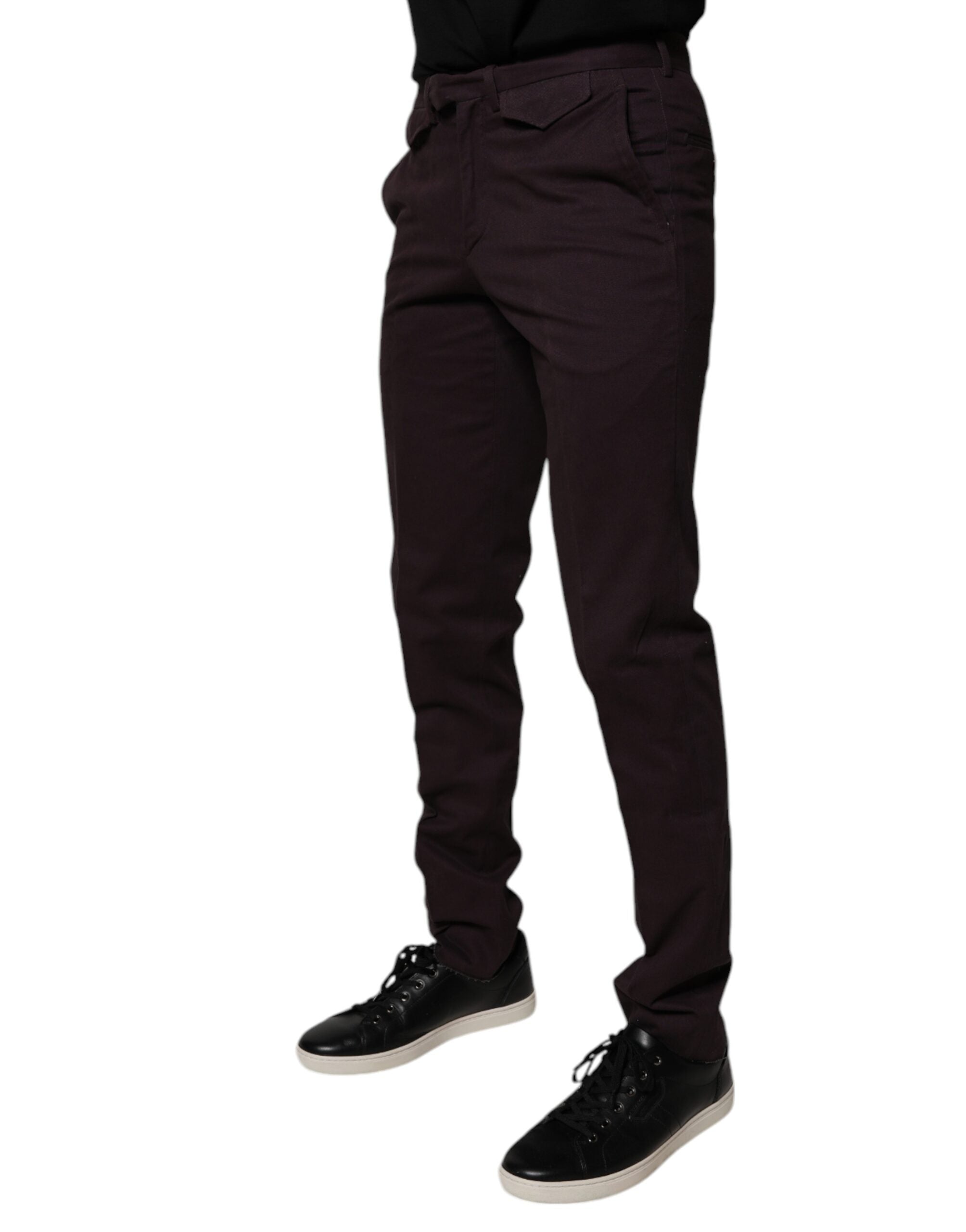 Brown Pure Cotton Slim Fit Men Dress Pants - ventzia