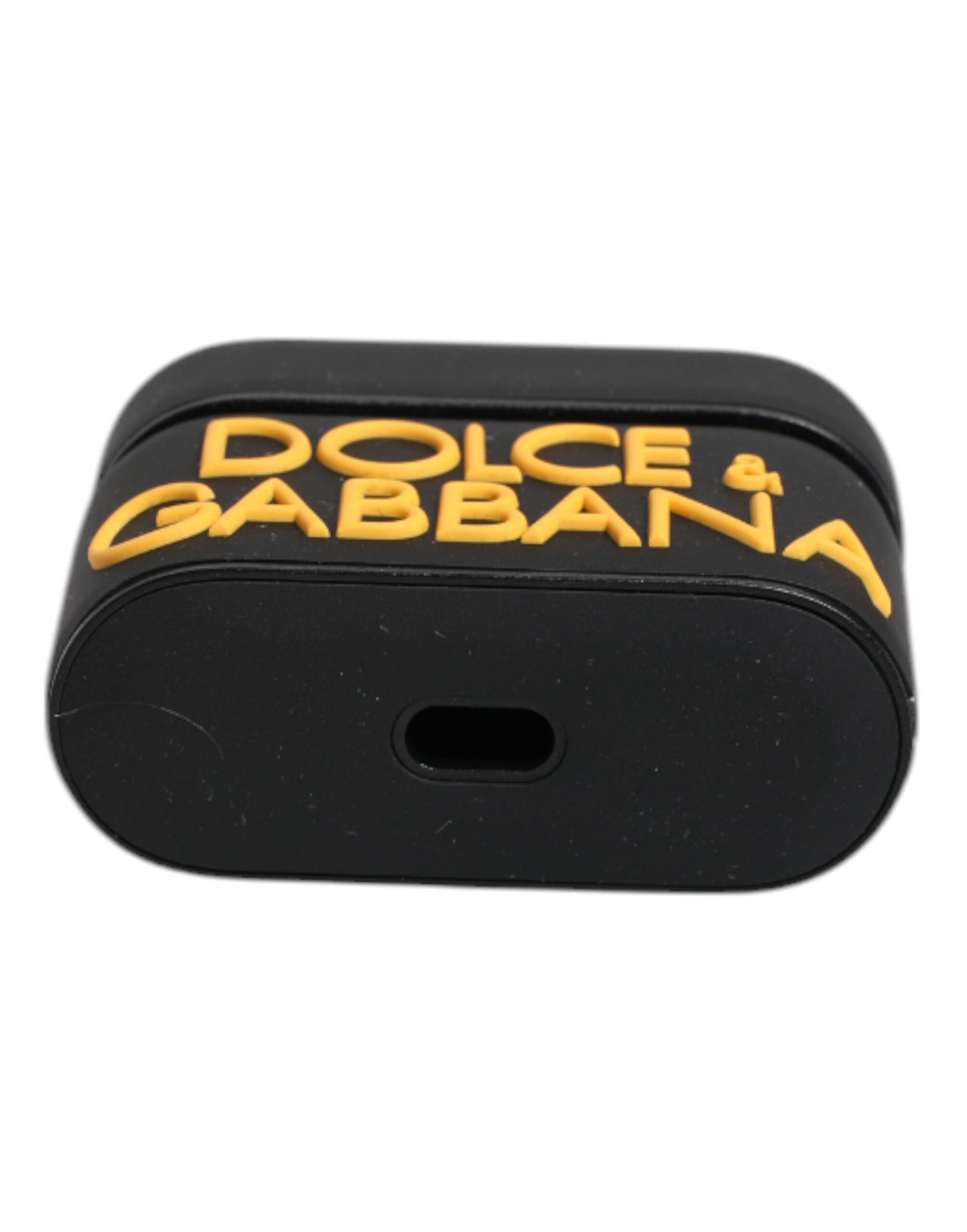 Black Yellow Silicone Embossed Logo Airpods Case - ventzia