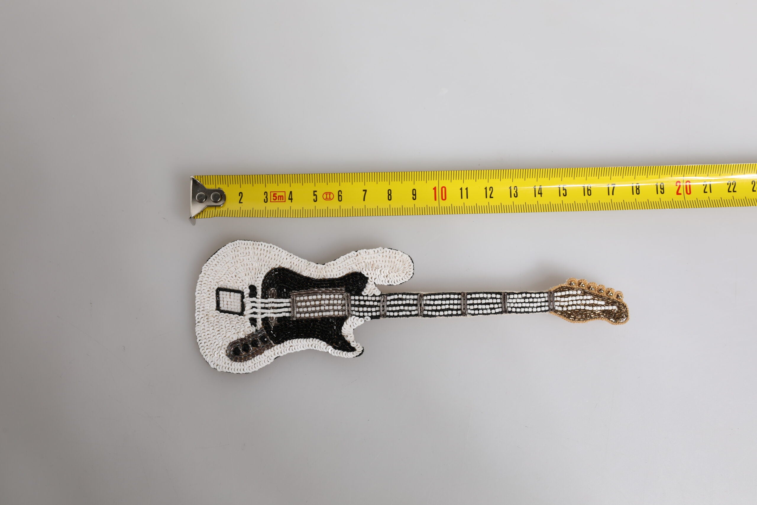 Gold Brass Logo Beaded Guitar Pin Brooch - ventzia