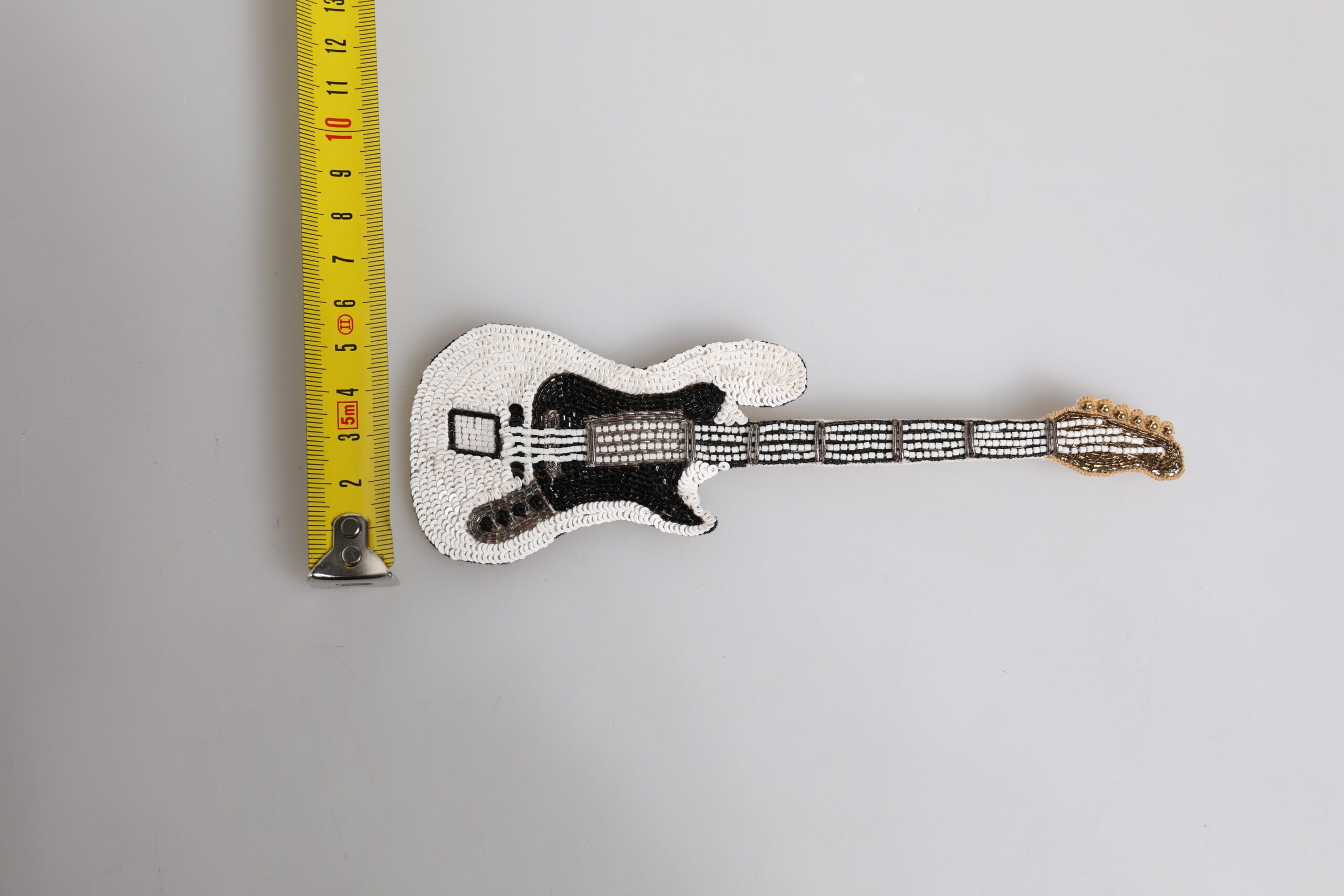 Gold Brass Logo Beaded Guitar Pin Brooch - ventzia