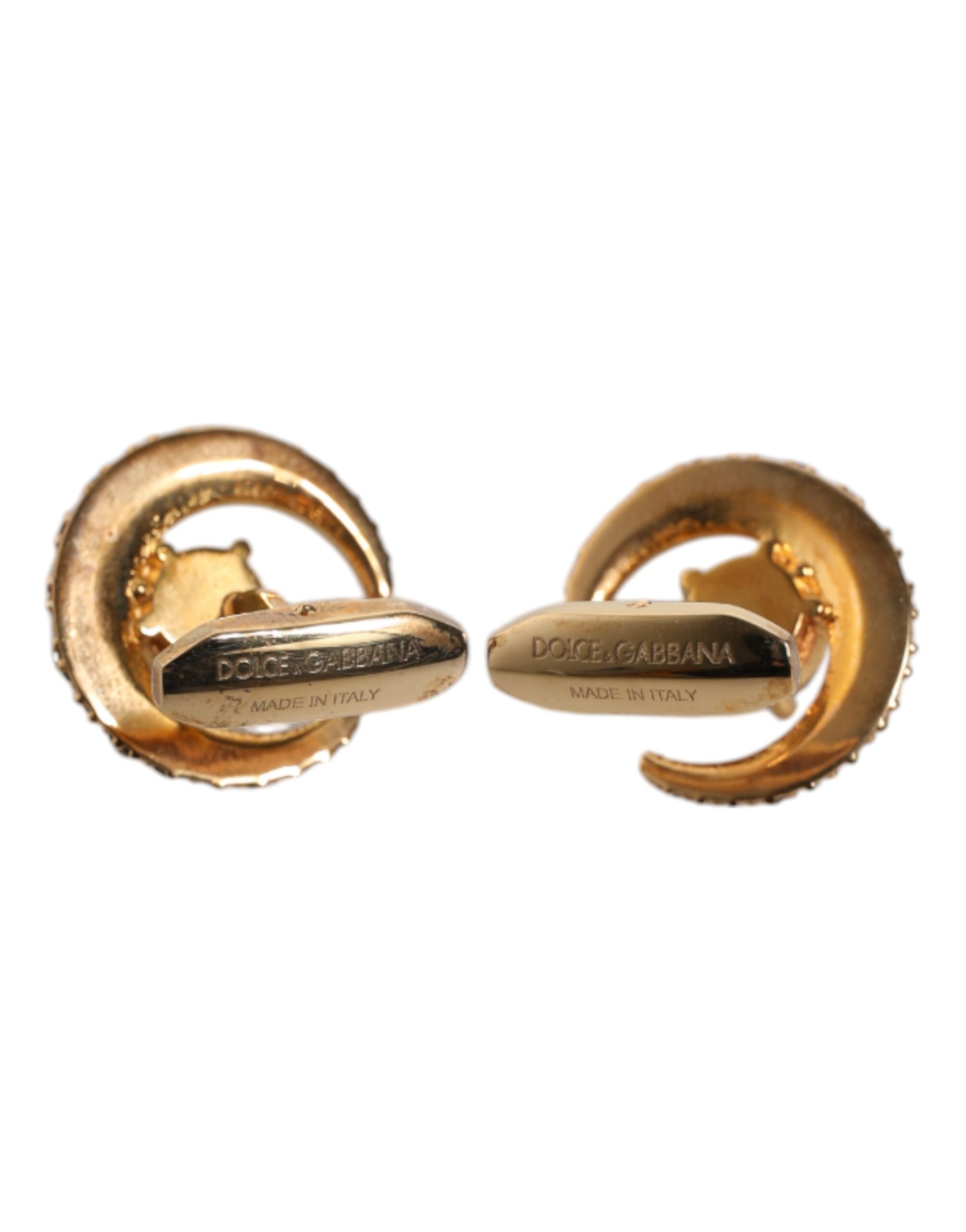 Brass Gold Black Crystal Luna Cufflink - ventzia